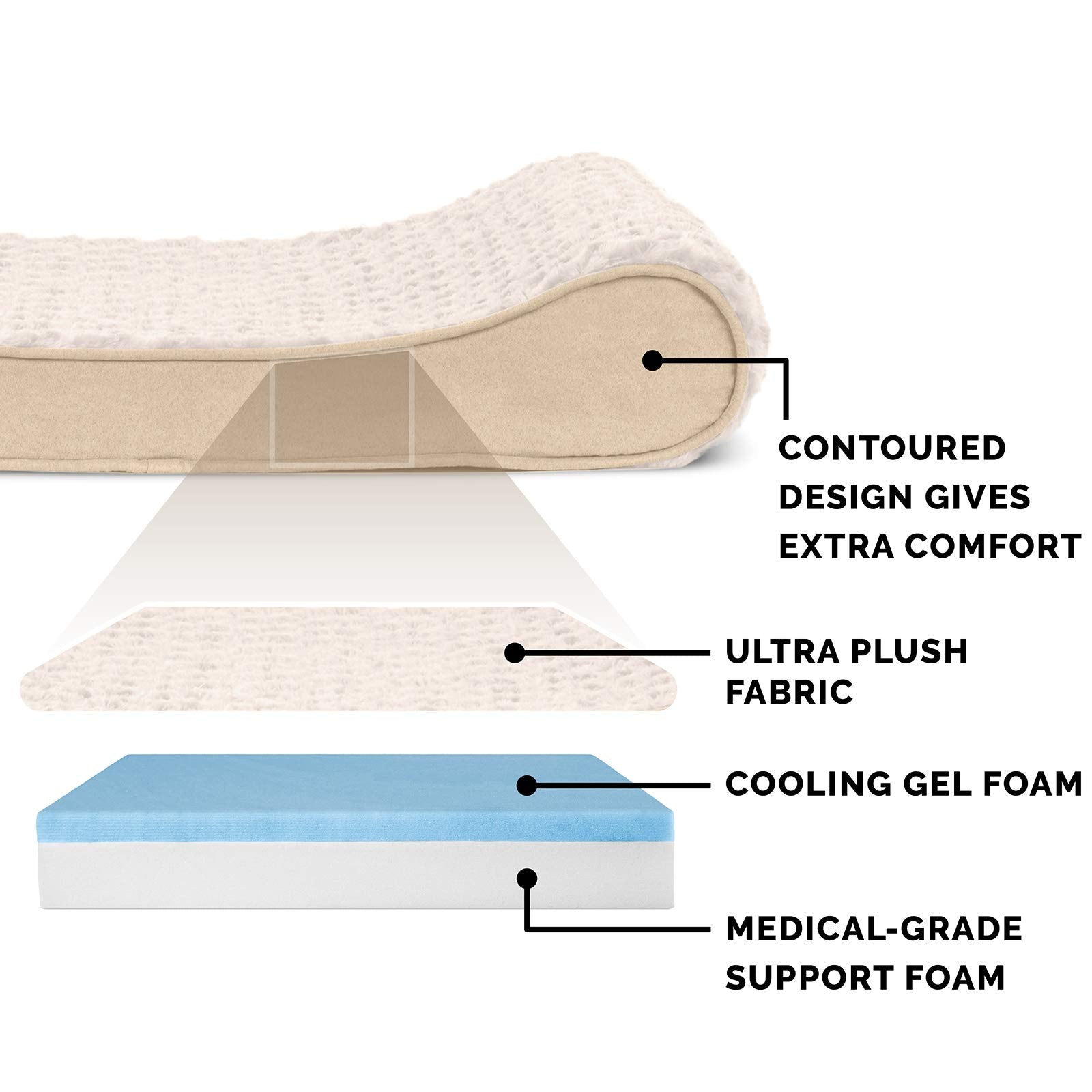 Furhaven Cooling Gel Dog Bed for Large Dogs w/ Removable Washable Cover, For Dogs Up to 75 lbs - Ultra Plush Faux Fur & Suede Lu