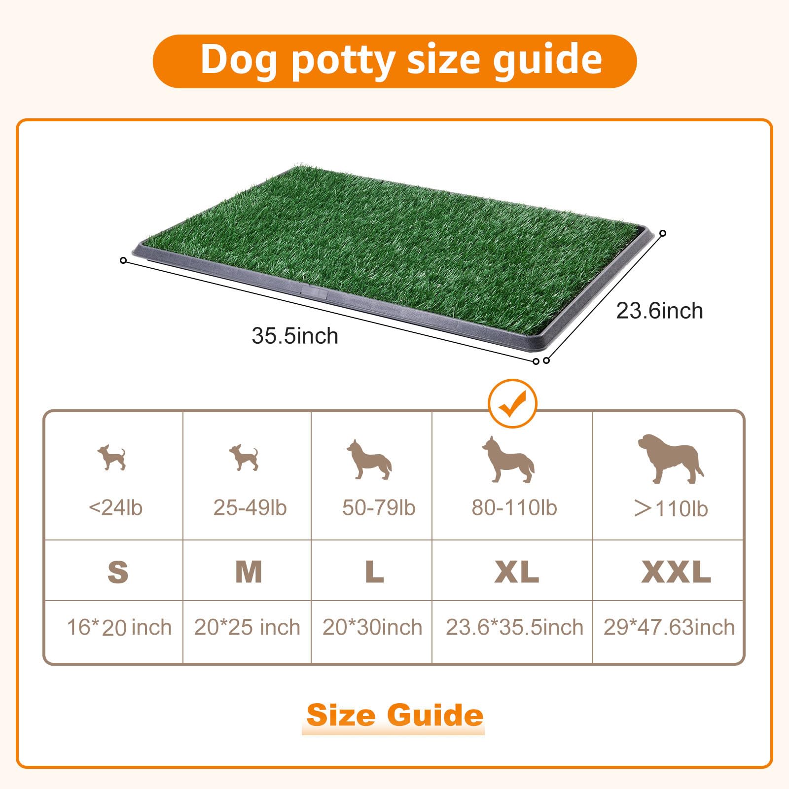 LOOBANI Dog Grass Pad with Tray, Indoor Potty for Dogs, 23.6" x 35.5", Green, Includes 2 Replacement Pee Pads