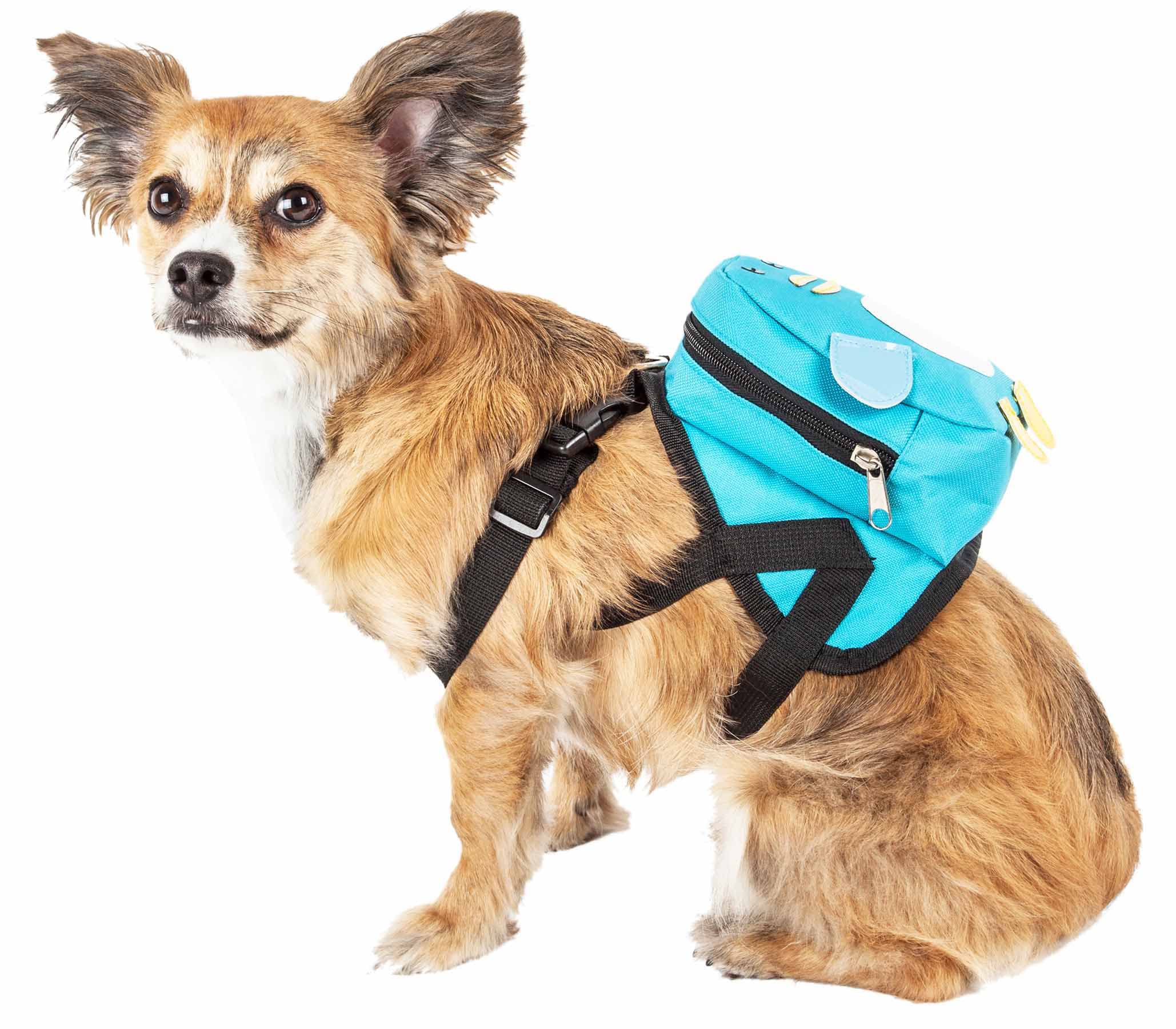 Pet Life        'Waggler Hobbler' Large-Pocketed Compartmental Animated Dog Harness And Pet Backpack Carrier With Added Pouch Al