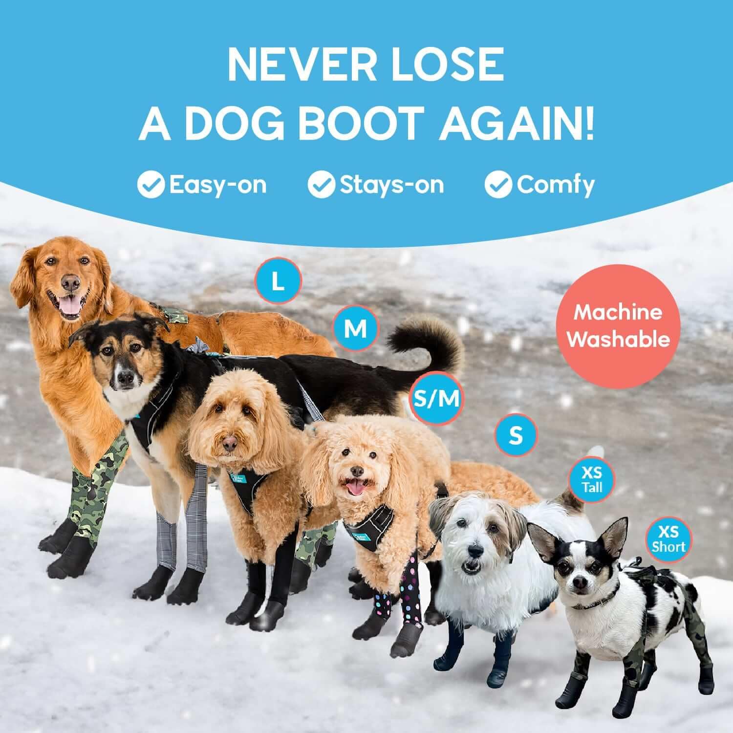 Walkee Paws New Deluxe Easy-On Dog Boot Leggings, Seen On Shark Tank, Protects From Winter, Cold, Wet & Snow, Allergens & Chemicals, Never Lose A Boot Shoe Or Sock Again (Classic, Small/Medium)