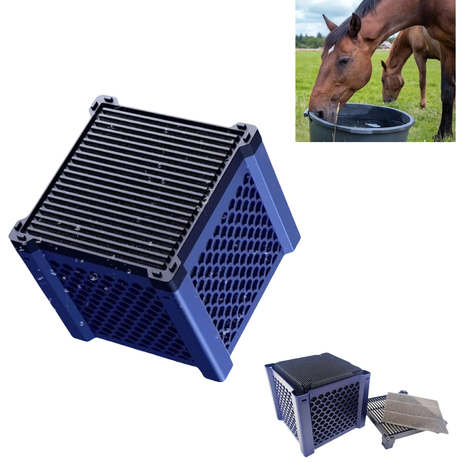 Pure Cube Water Trough Filter 2.0 Eco Aquarium Water Purifier Cube with Honeycomb Charcoal for Fish Tanks, Horse Troughs, Livest