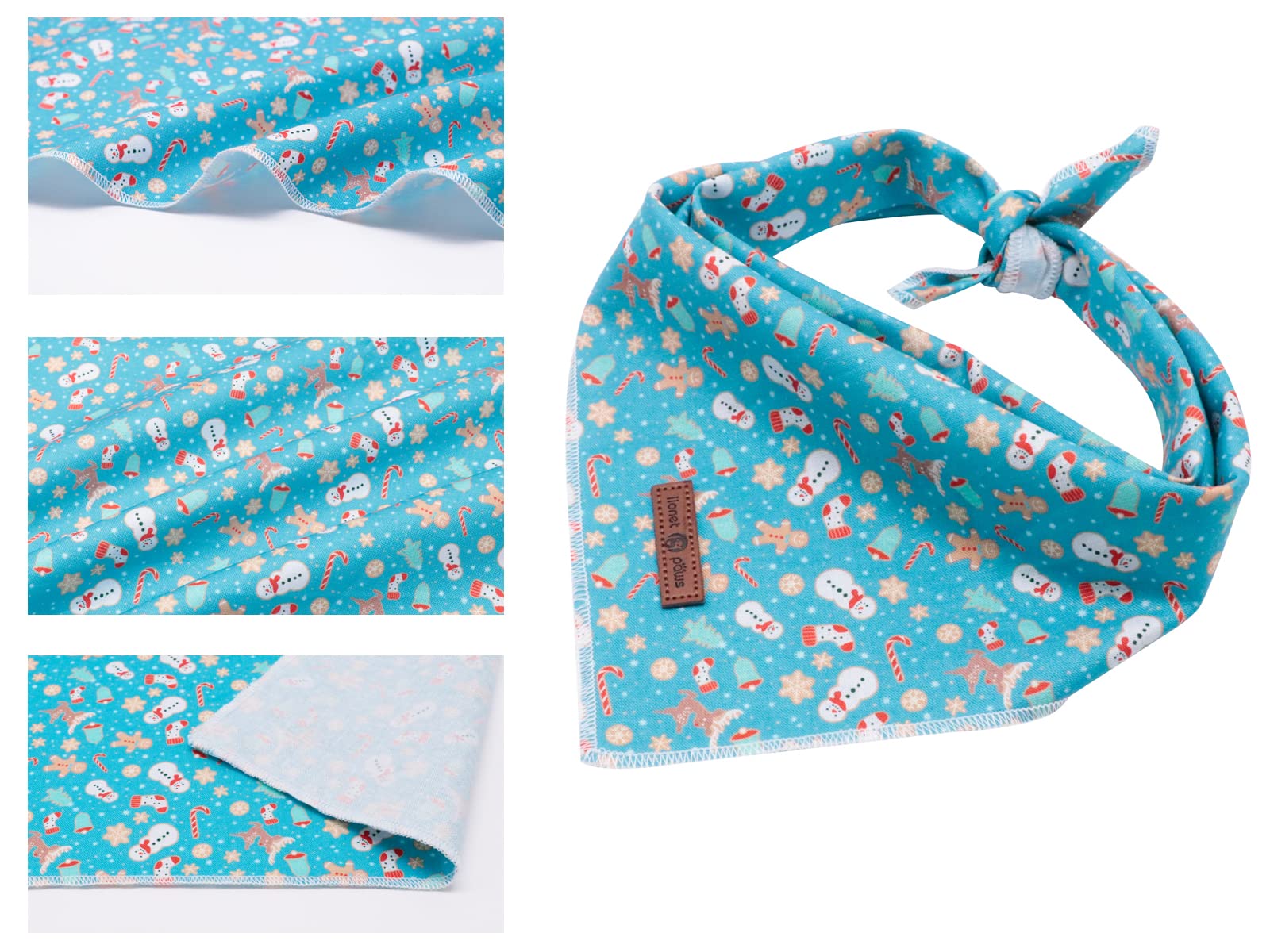 Lionet Paws Christmas Dog Bandana 1Pc Pet Gingerbread Man Dog Bandana Washable Reversible Cotton Boy Bibs Scarf, Adjustable Squa