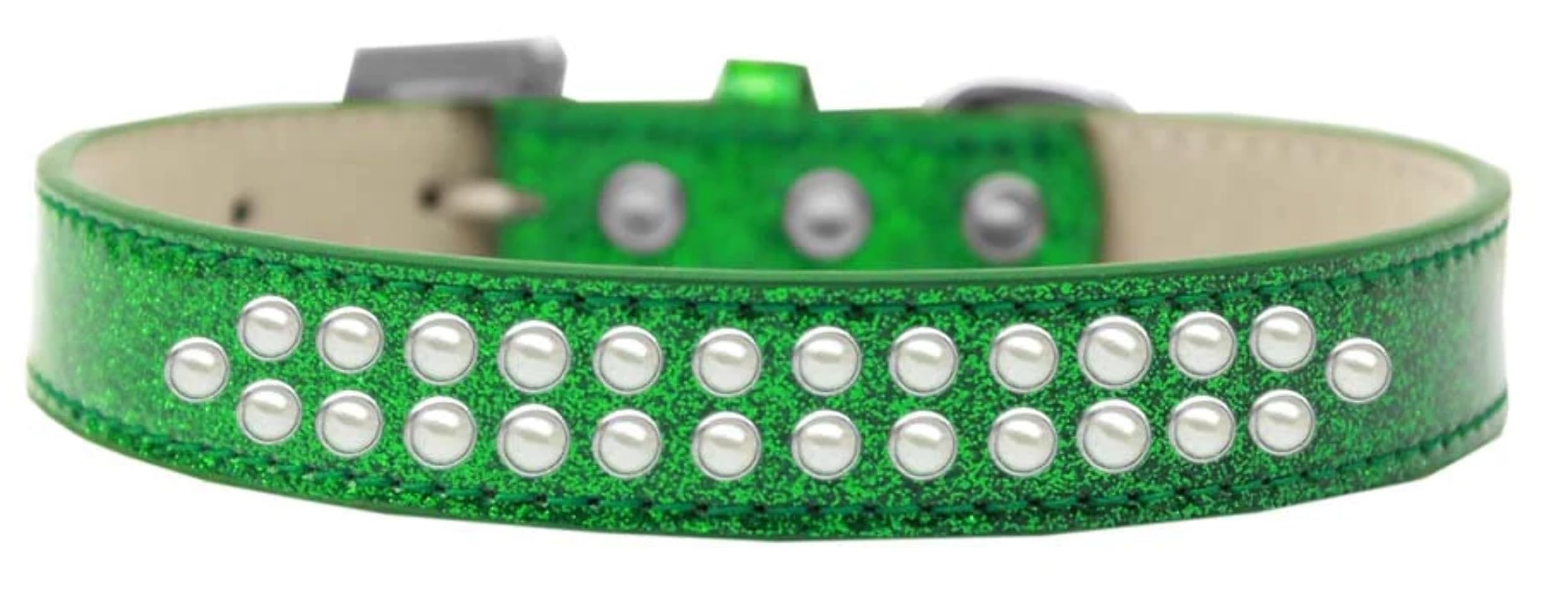Dog, Puppy & Pet Ice Cream Collar, Two Row Pearl Rimsets Gold 14