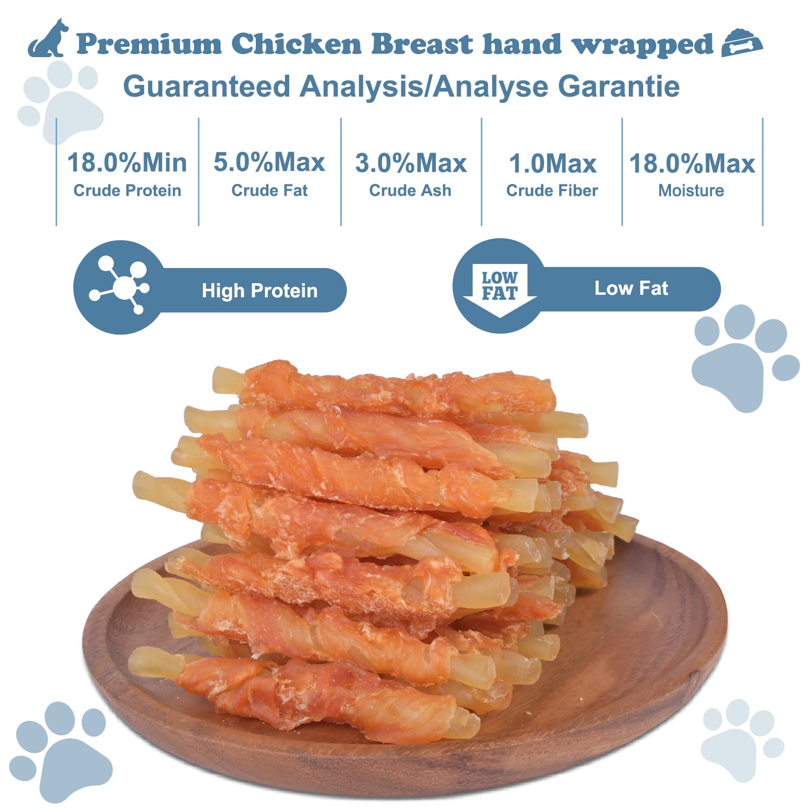 Pawant Dog Treats Soft Chews - Rawhide Free Chicken Wrapped Cod Sticks, 8 oz for Puppy Training Snacks