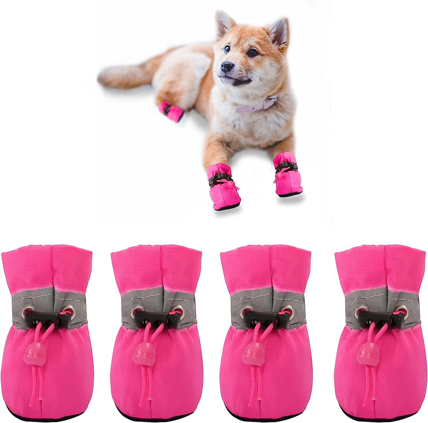 Yaodhaod Dog Shoes For Hot Pavement, Anti-Slip Sole Dog Boots & Paw Protector For Summer, Reflective Straps Dog Booties For Smal