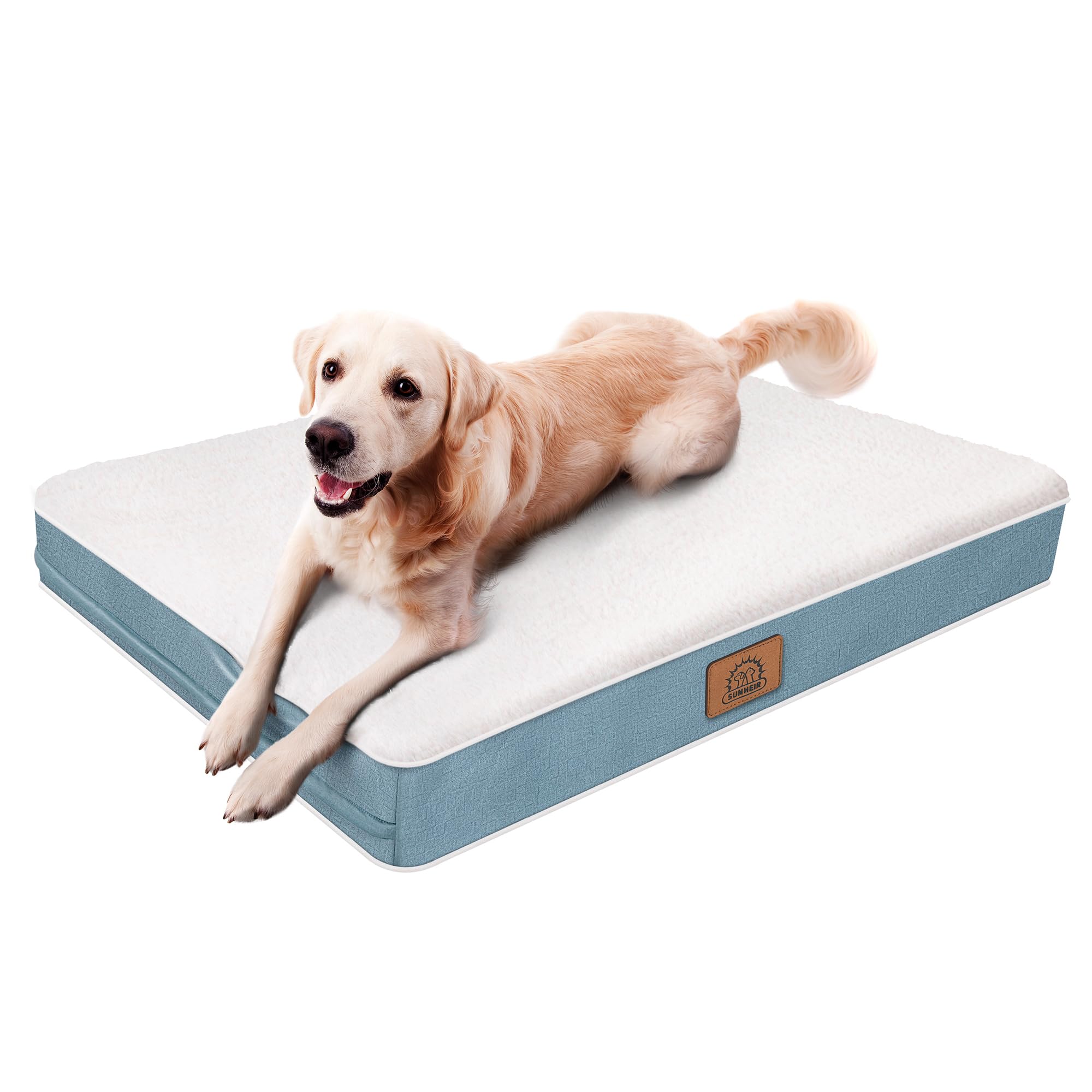 Extra Large Waterproof Dog Bed, Jumbo Orthopedic Dog Beds with Removable Washable Cover for Large Dogs, Pet Bed Mat Egg-Crate Fo