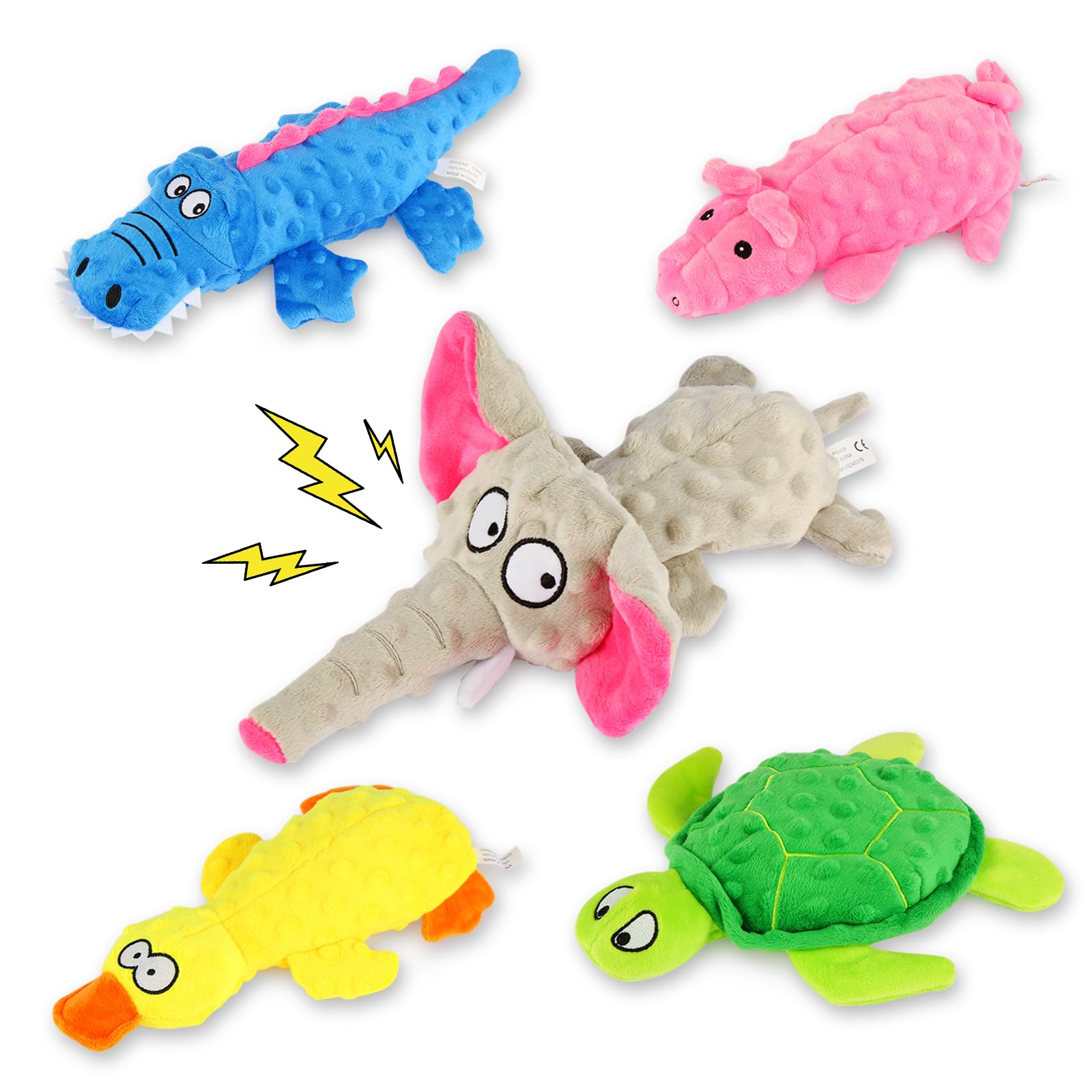 Vatrepeo 5 Pack Stuffed Animal Dog Toys For Aggressive Chewers, Squeaky Dog Toys For Large Medium And Small Dogs, Puppy Dog Chew