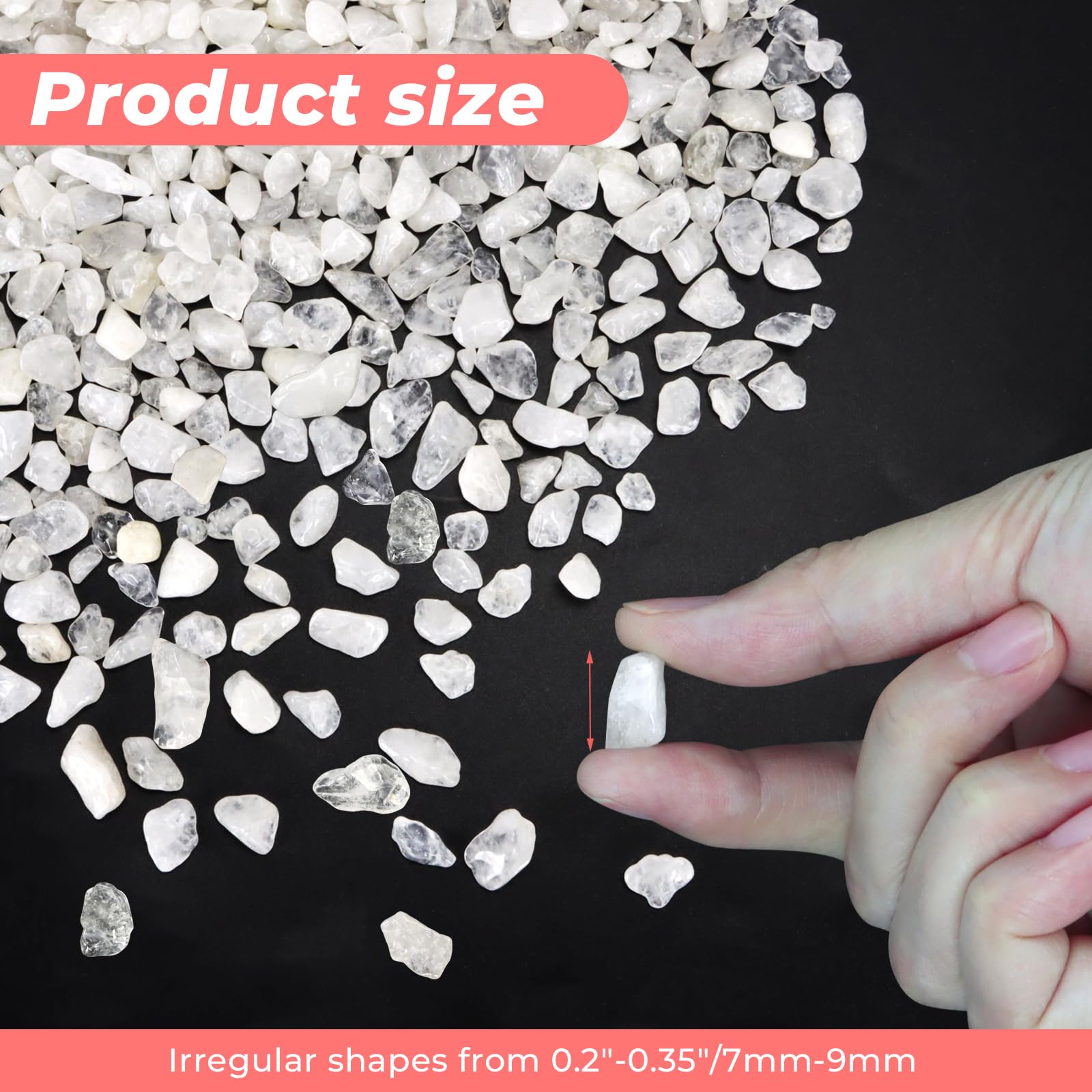 Twdrer 2lb/950g Small Natural White Clear Irregular Shaped Crystal Quartz Rock Tumbled Chips Crushed Stone Healing Reiki Crystal