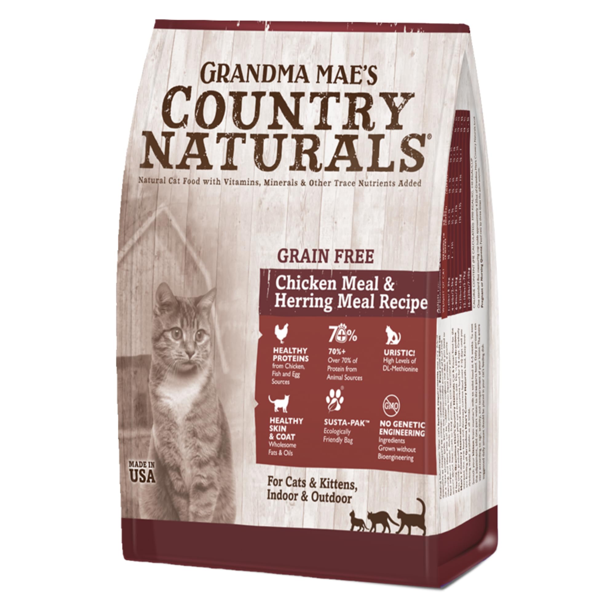 Grandma Maes Country Naturals Dry Cat Food, Grain Free Formula, Chicken & Herring, Slow Cooked & Nutrient Dense, Made in USA, 3 