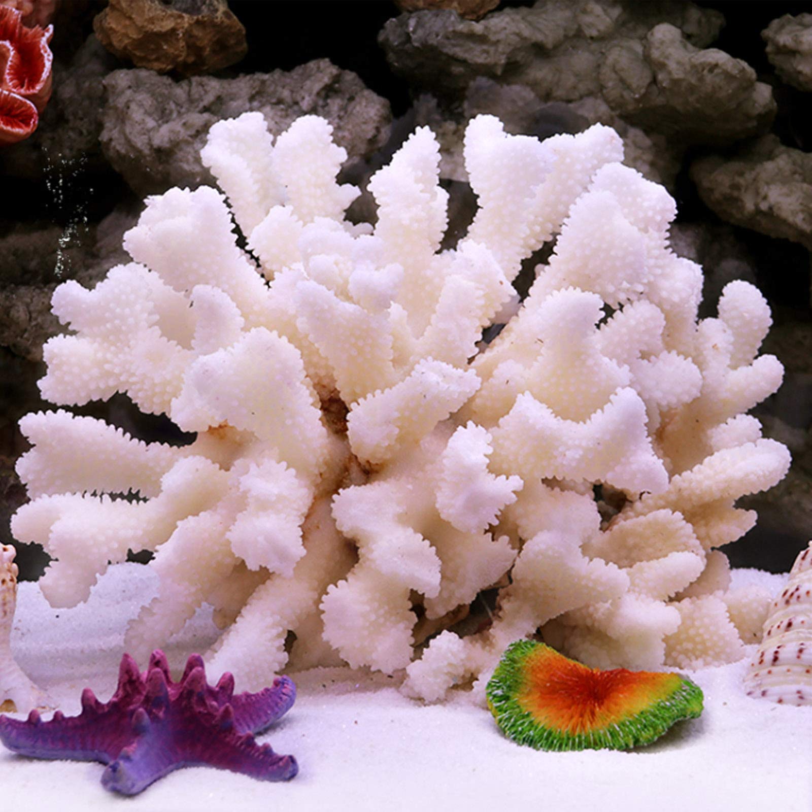 Pack Of 2 Artificial Coral Ornament, Aquarium Resin Coral Decor Underwater Sea Plants Fish Tank Decoration Aquarium Plants