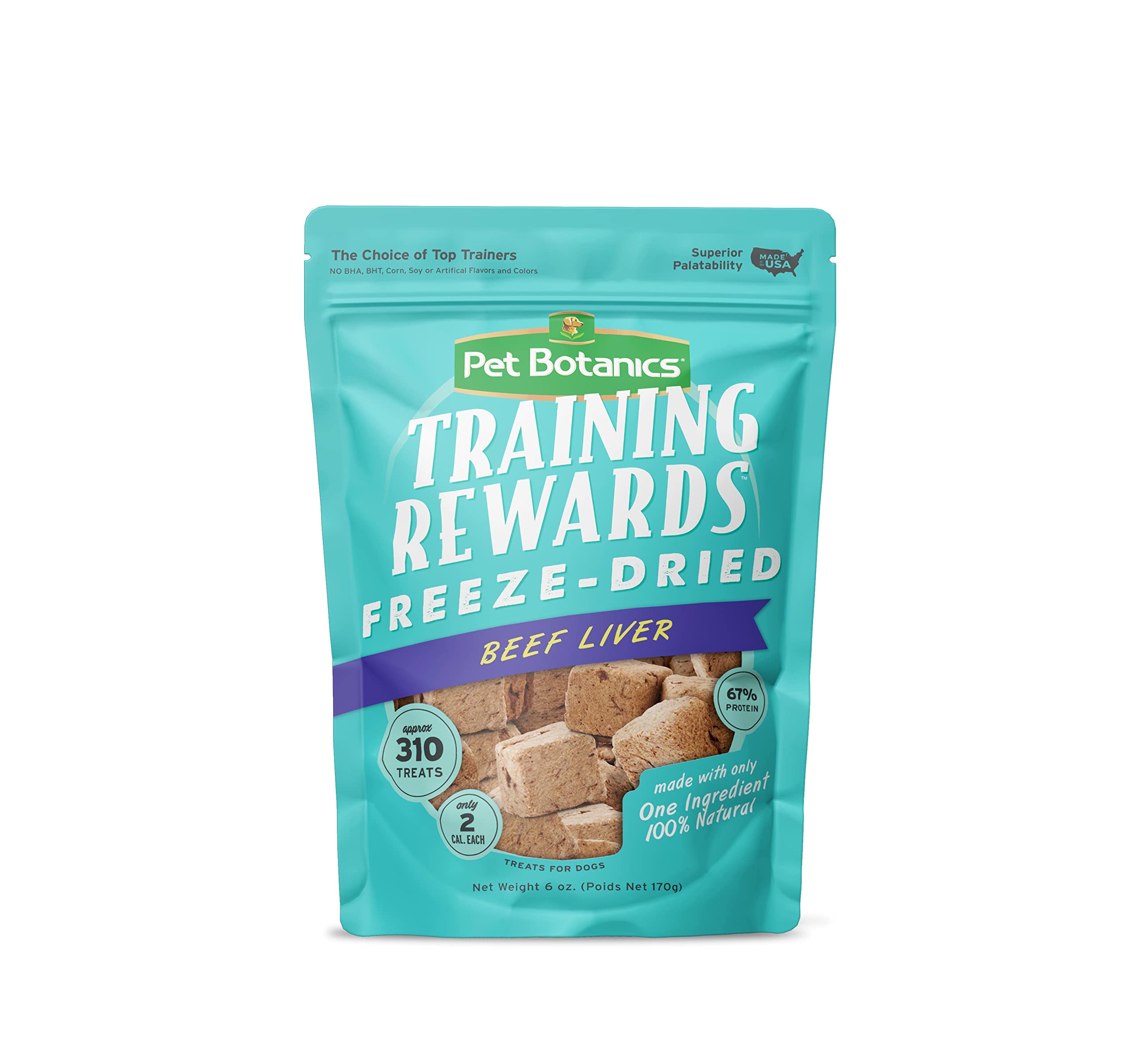 Pet Botanics 6 Oz. Pouch Training Reward Freeze Dried, Beef Liver Flavor, with 310 Treats Per Bag, The Choice of Top Trainers