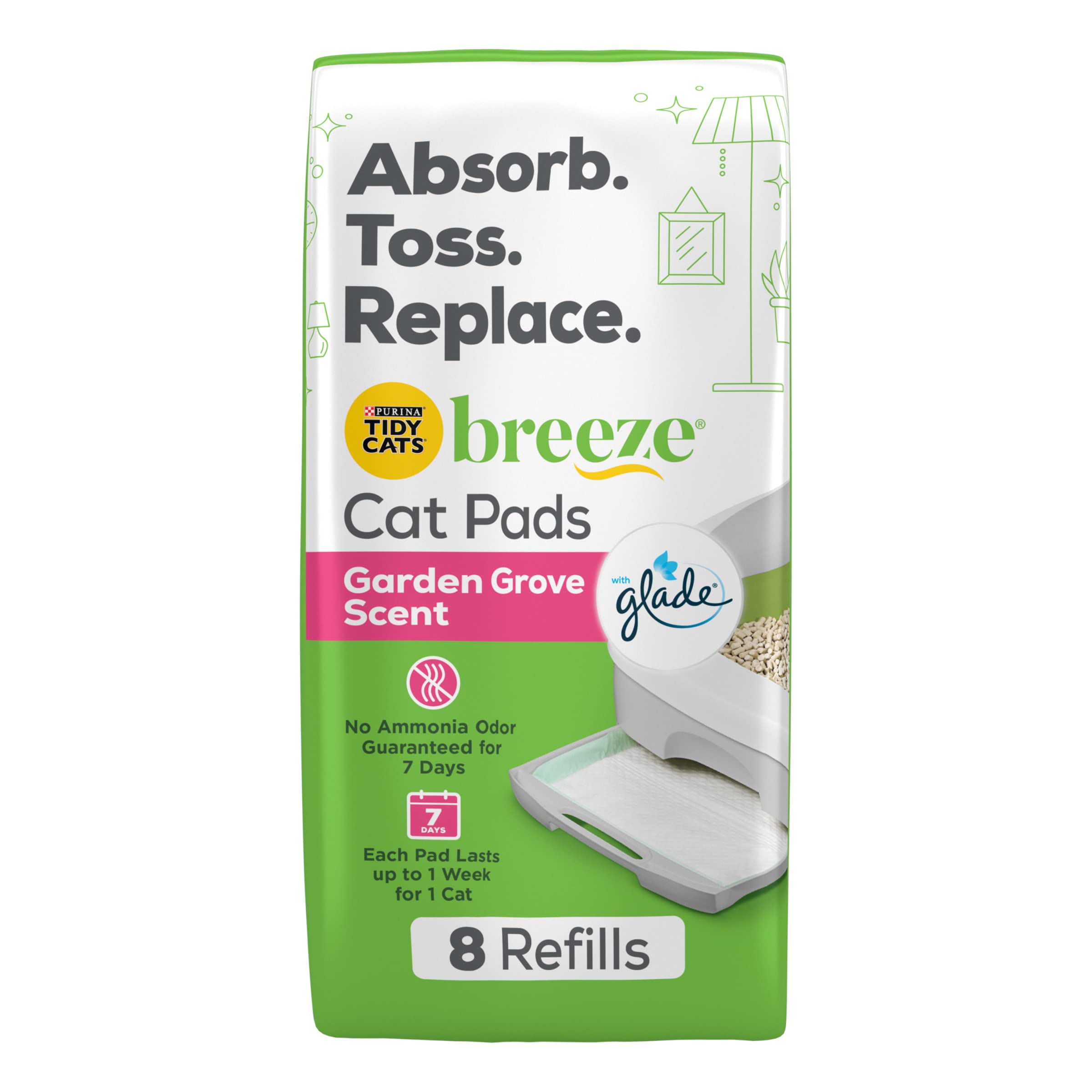 Purina Tidy Cats Breeze With Glade Garden Grove Scent Cat Litter Pads Refill Pack - 8 Ct. Pouch