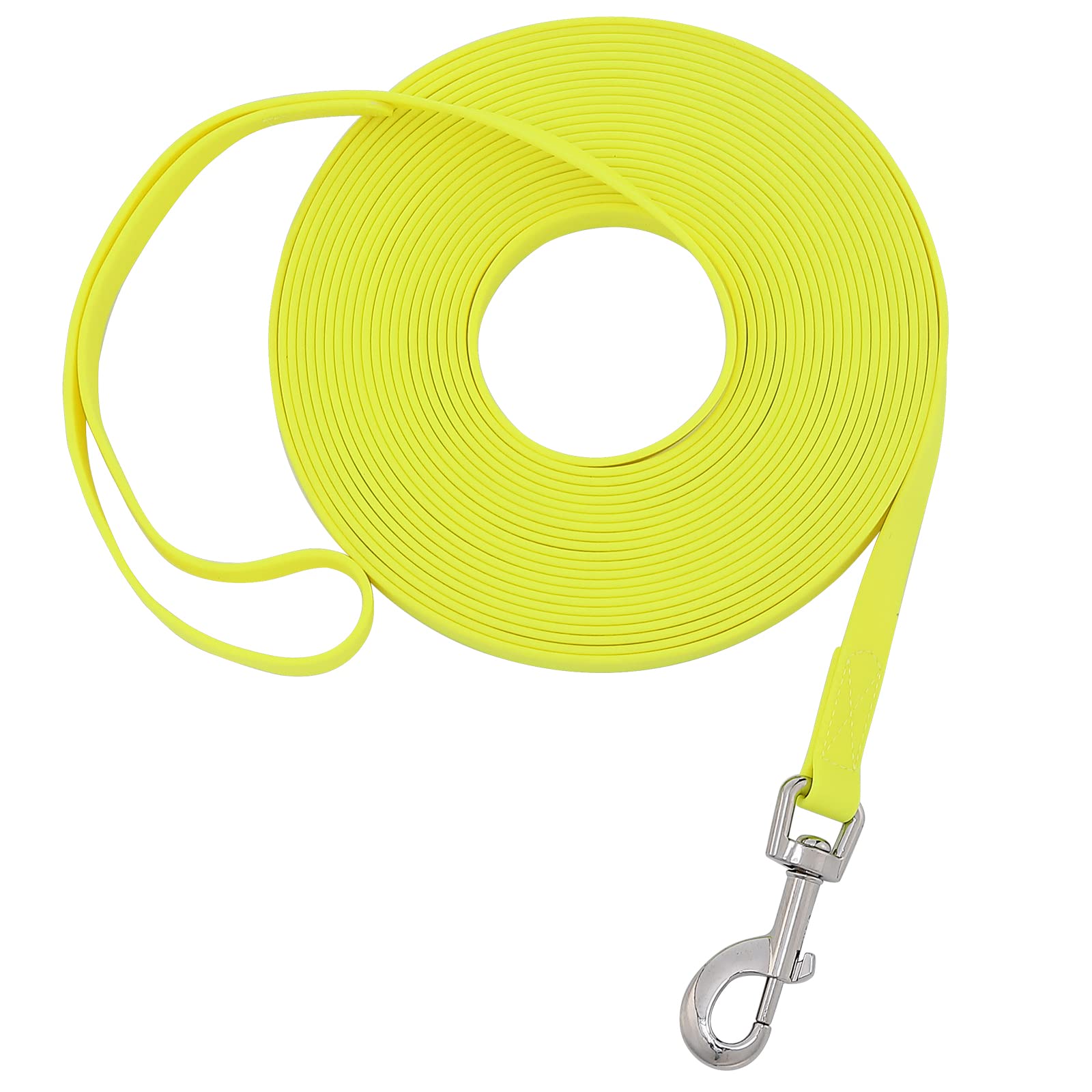 Waterproof Long Leash Durable Dog Recall Training Lead Great for Outdoor Hiking, Training, Yard, Beach and Swimming (Yellow, 30f