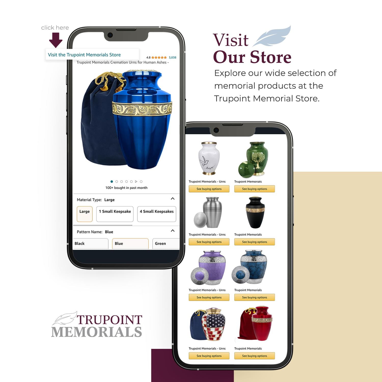 Trupoint Memorials Pet Urn For Dogs And Cats Ashes, Cremation Urns For Pets Up To 122 Lbs – Large, Grey