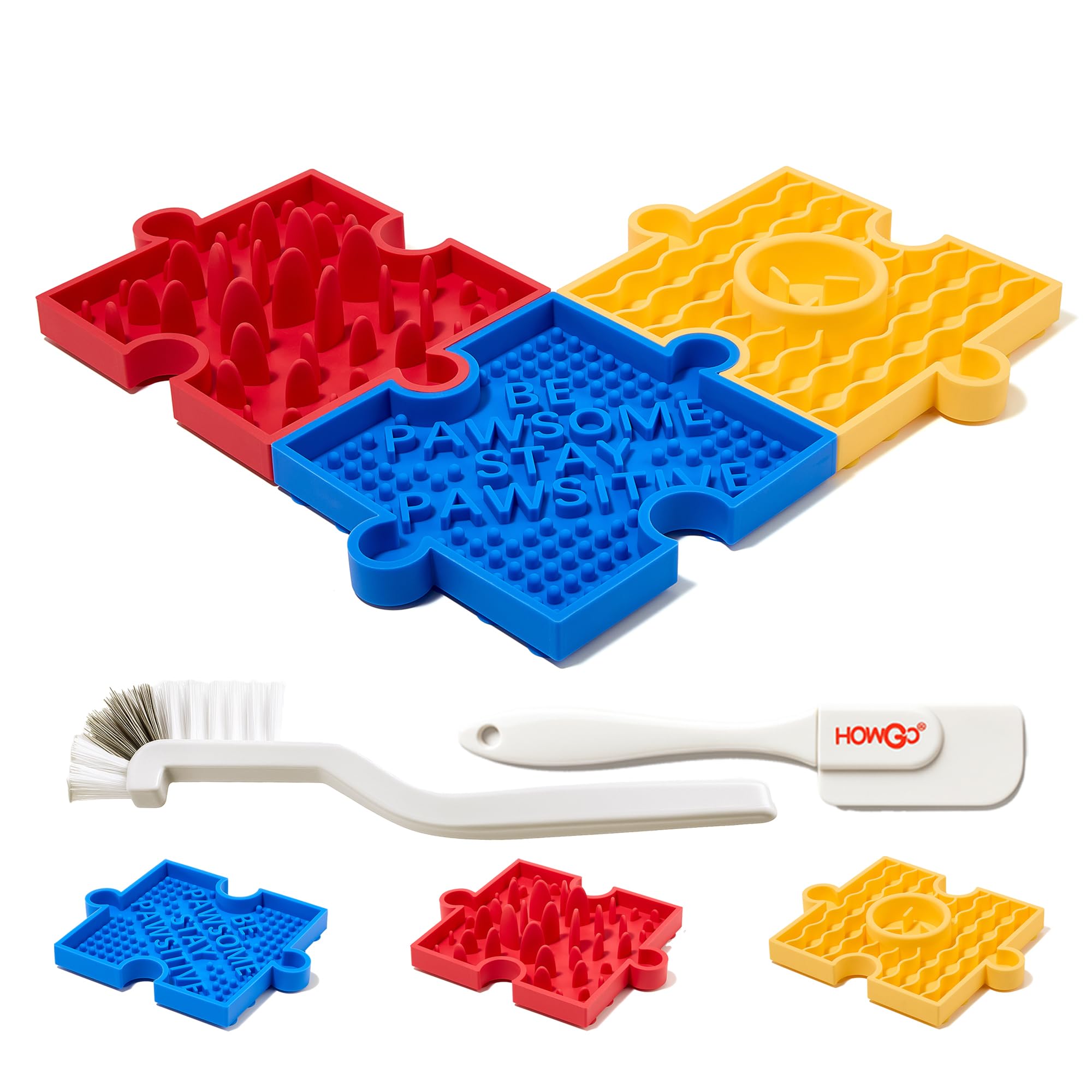HowGo Puzzle Slow Feeder Lick Mat for Dogs, 38+ Suction Cups|Non-Slip Heavy Duty Maze Enrichment Bowl BPA-Free Silicone|Reduce B