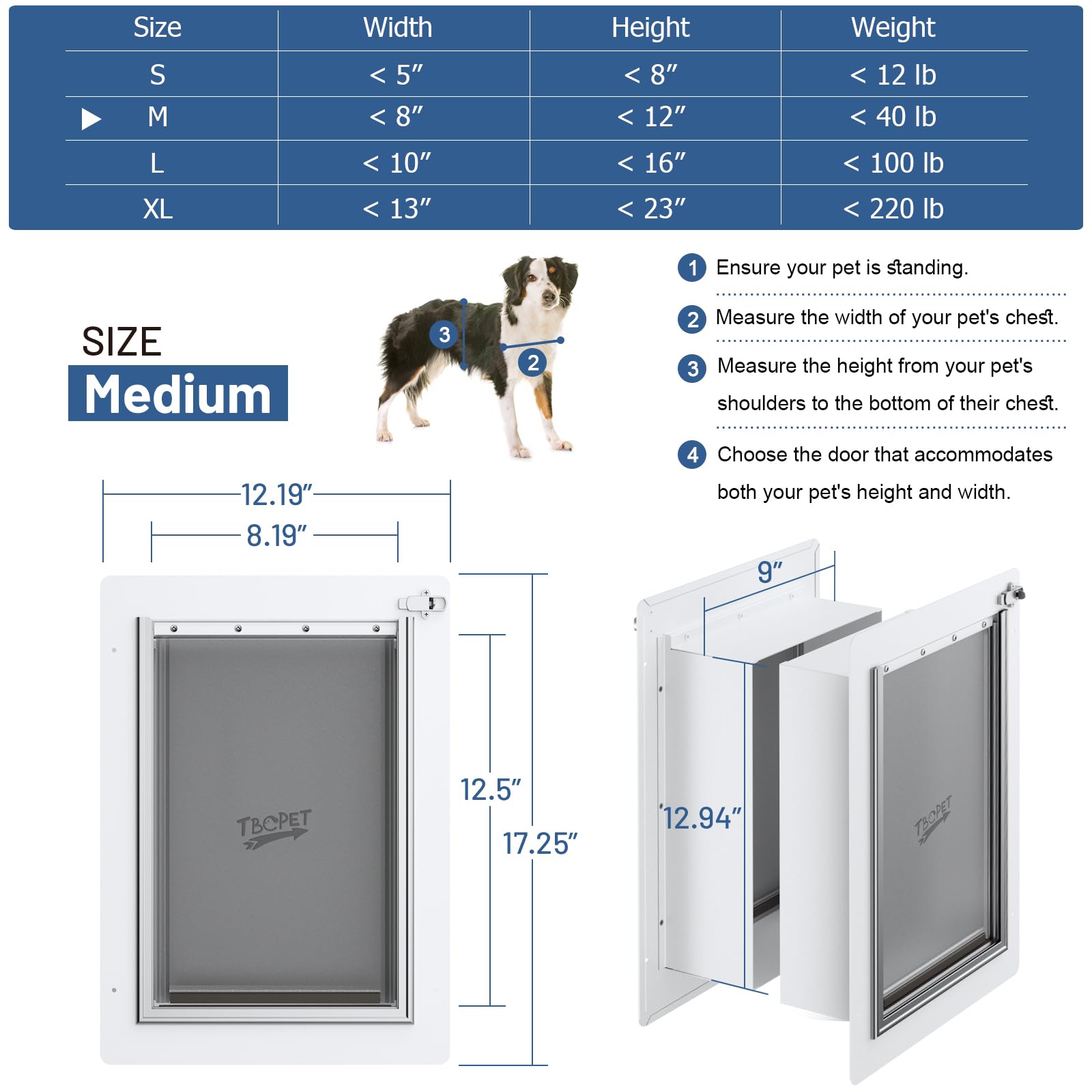 Pet Door For Wall Upgrade 2.0 With Secure Aluminum Lock, Steel Frame & Telescoping Tunnel, Double Silicone Flaps Dog Doggy Door