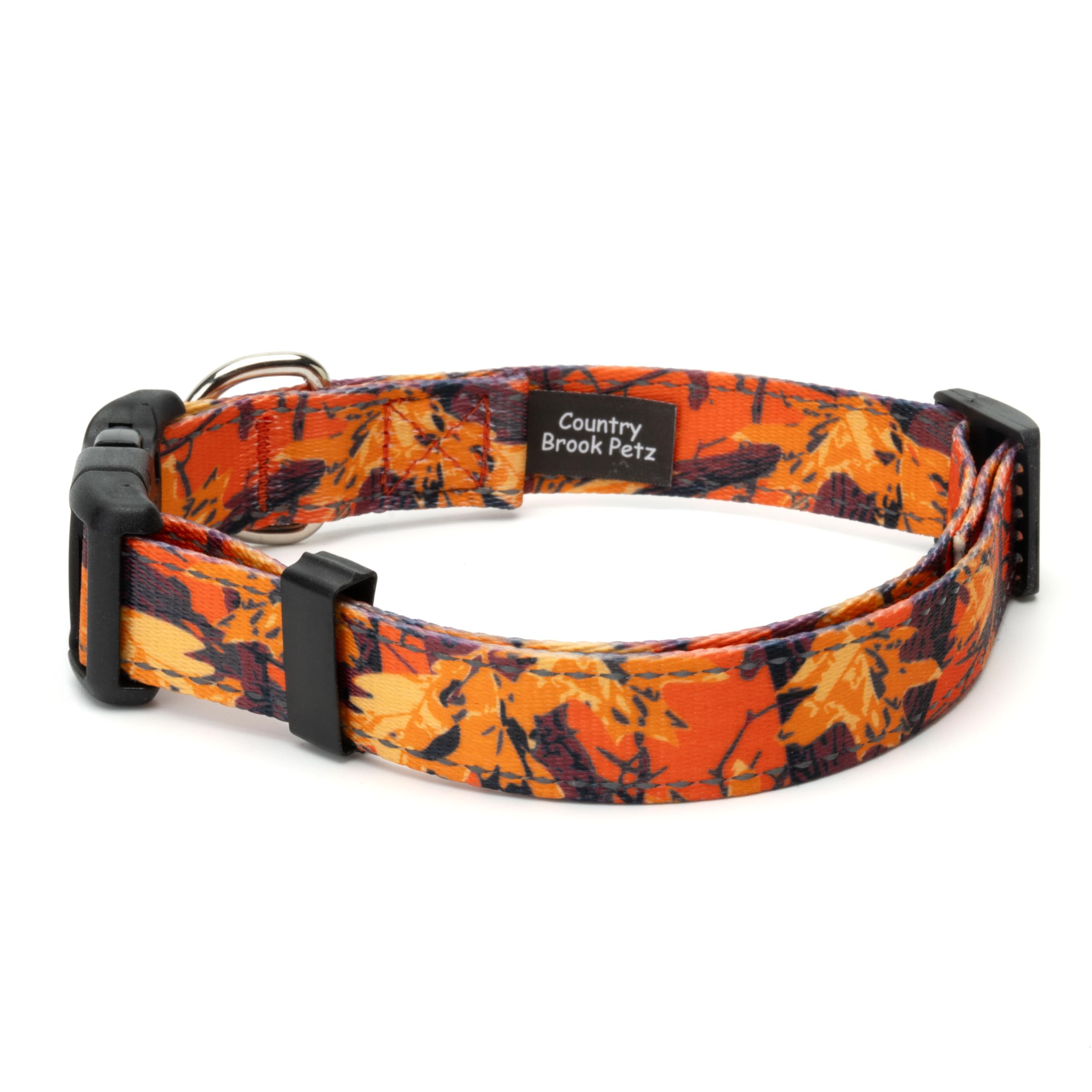 Country Brook Petz - Deluxe Orange Sunset Camo Reflective Dog Collar - Critter Corner Collection Featuring Night Safe Designs (5