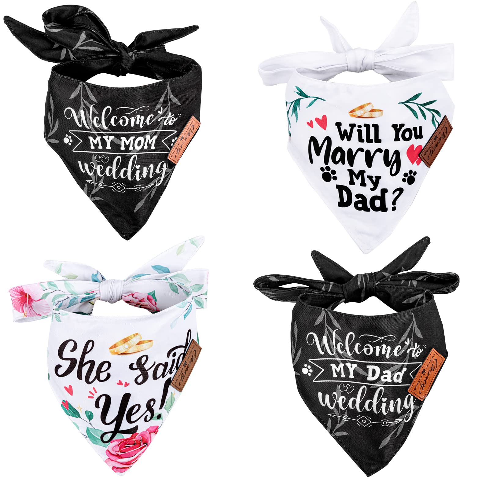Charcy Bandanas 4 Pack, Fall Dog Bandana For Boy Girl Holiday Birthday, Adjustable Durable Scarf, Unique Design - Marry Small