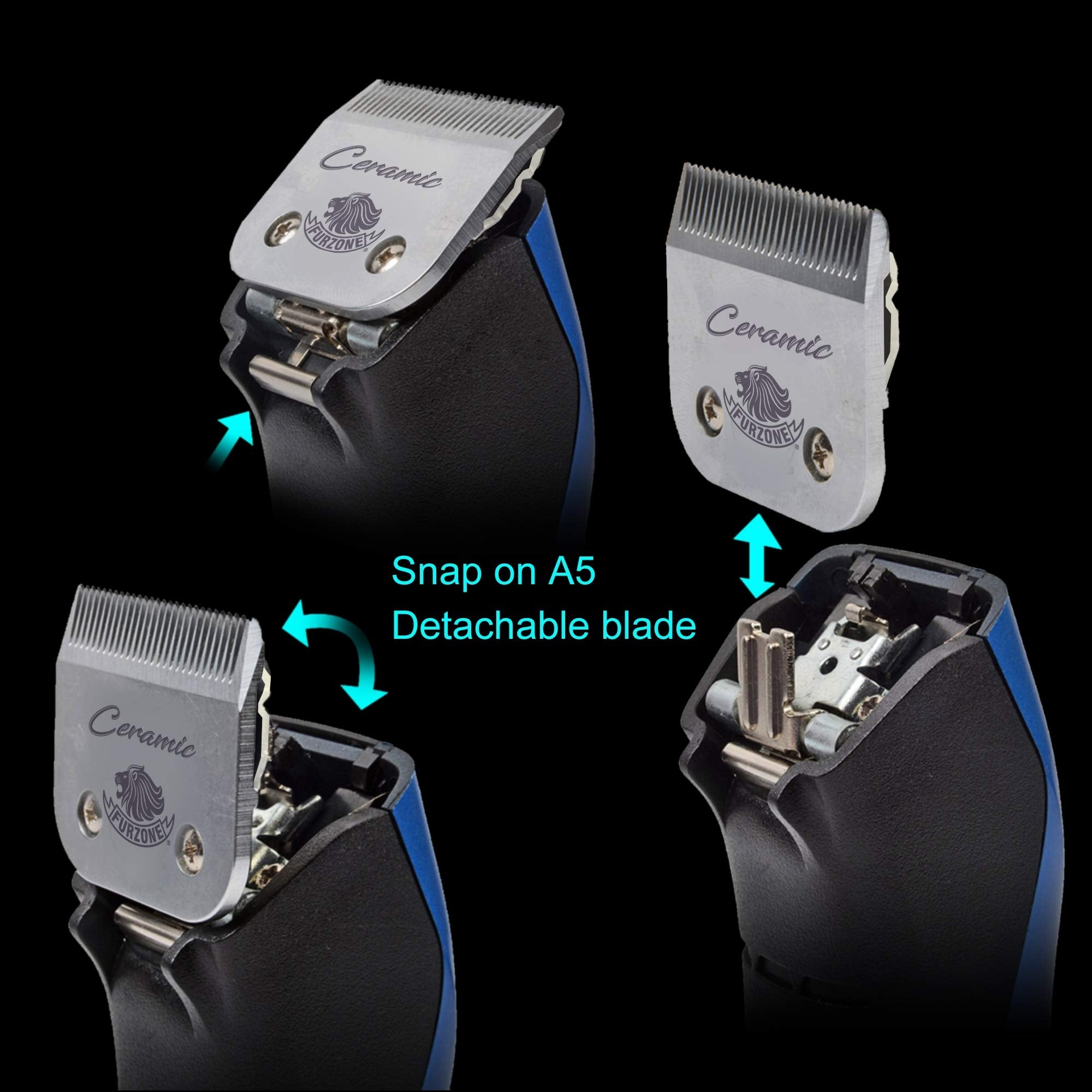 FURZONE Detachable Ceramic Blade - Size 7F, High-Tech Ceramic, Compatible with Andis, Oster, Wahl A5 Clippers