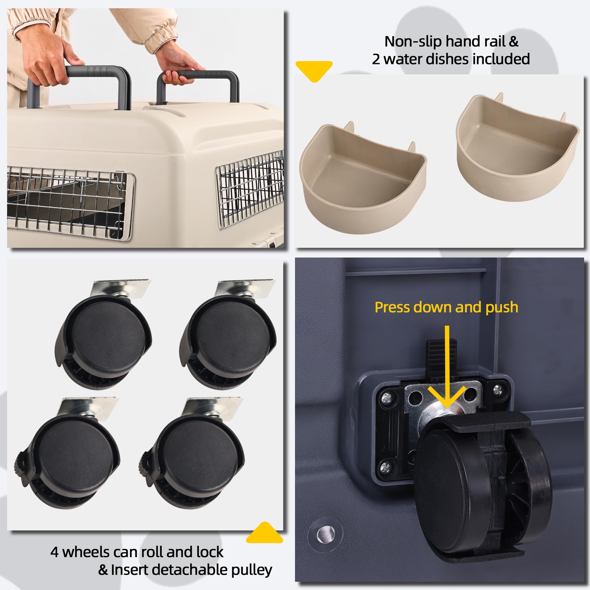 Elevon Plastic Kennels, Plastic Dog Crate, Airline Approved Pet Carrier for Dogs and Cats Longer Traveling, Medium