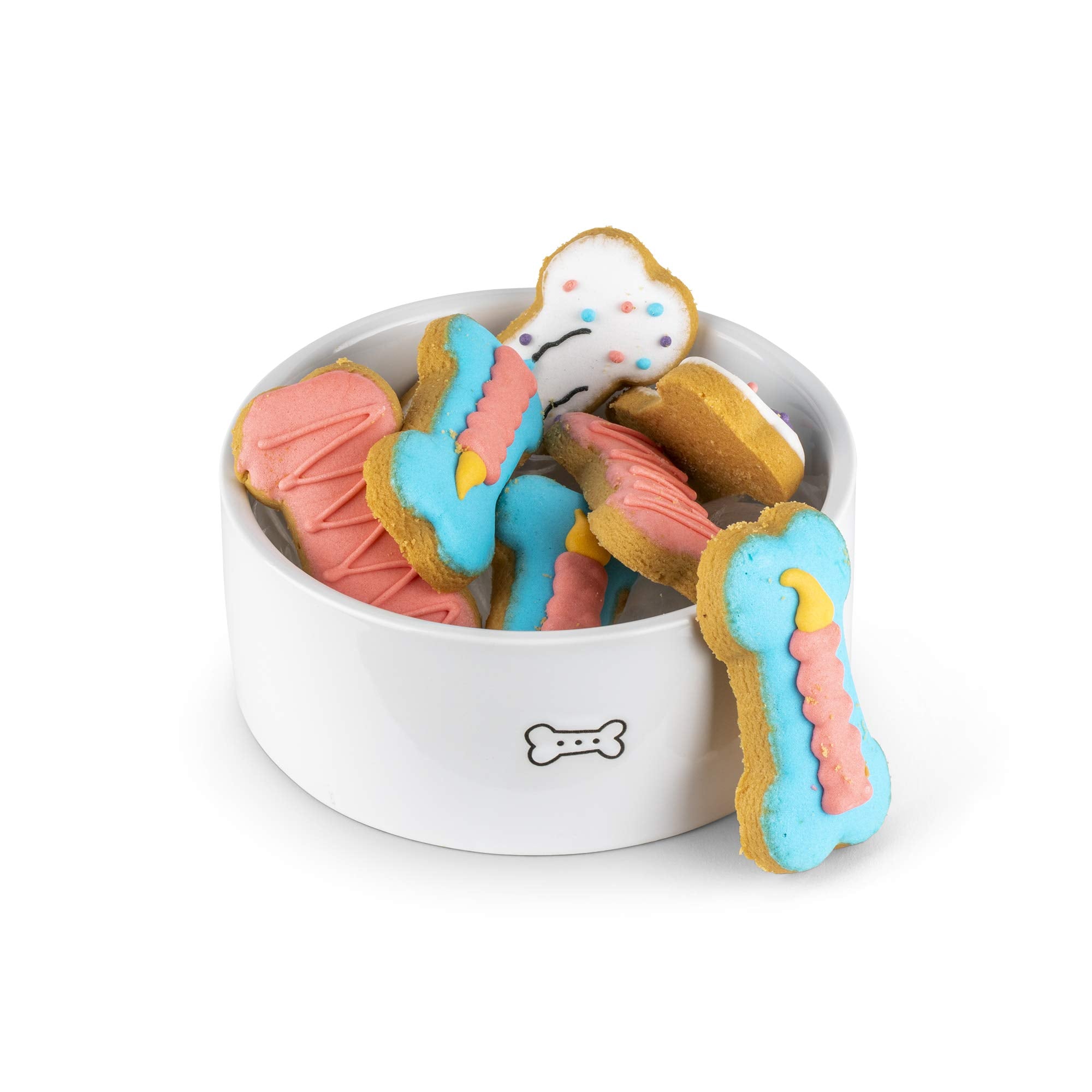 Thoughtfully Pets, Dog Birthday Cookie Gift Set, Hand Decorated Crunchy Treats in Bone Shapes, Great for Birthdays, Set of 8