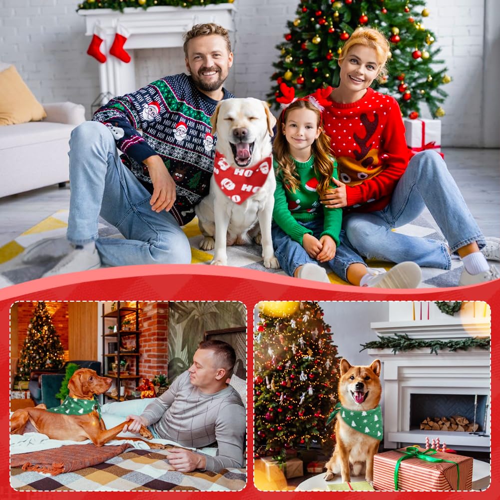 Vivifying Dog Christmas Bandana, 2 Pack Santa Claus And Christmas Tree Pet Scarves For Small Medium And Large Dogs, Holiday Cost
