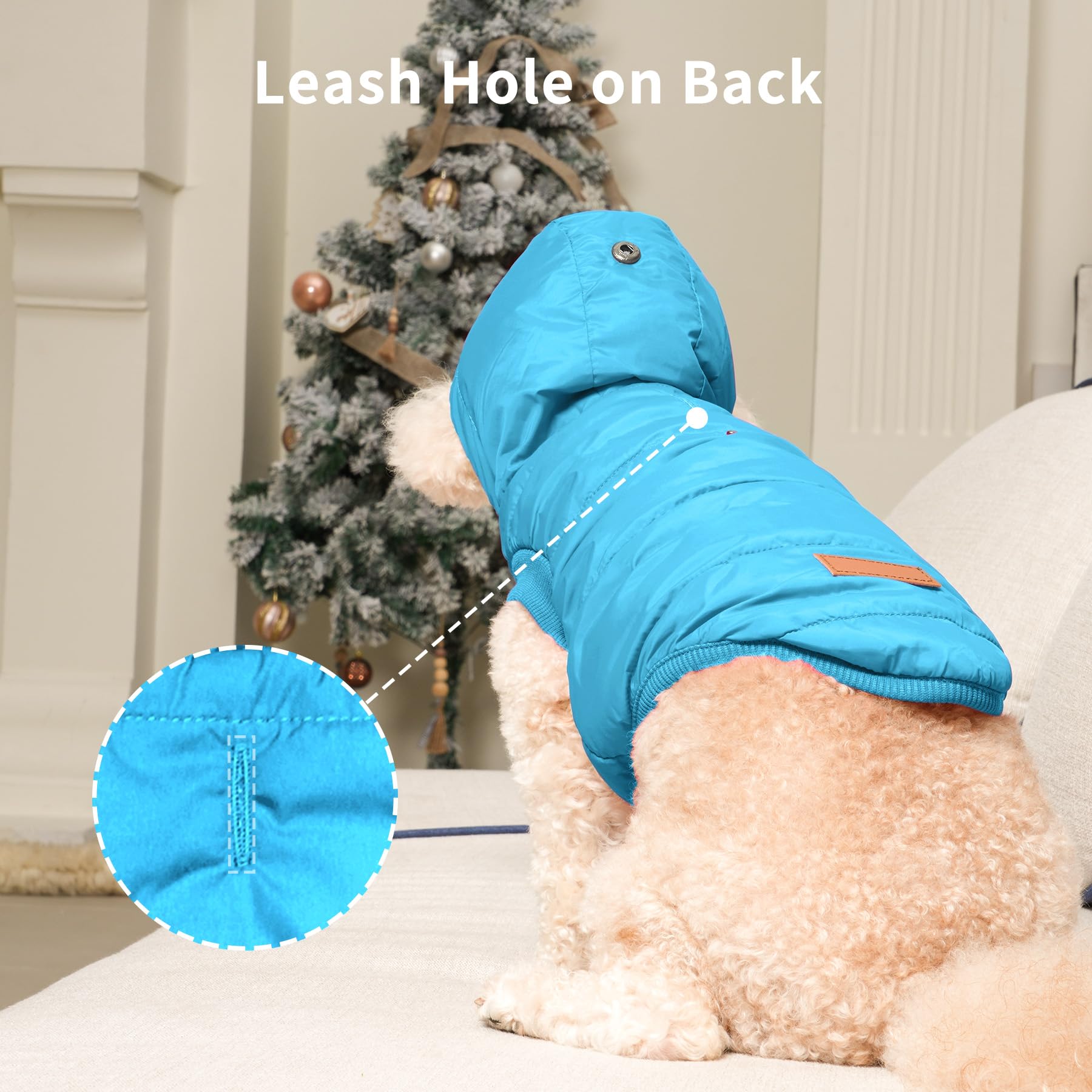 Vecomfy Fleece Lining Extra Warm Dog Hoodie In Winter For Large Dogs Jacket Pet Coats With Hooded,Light Blue Xxl