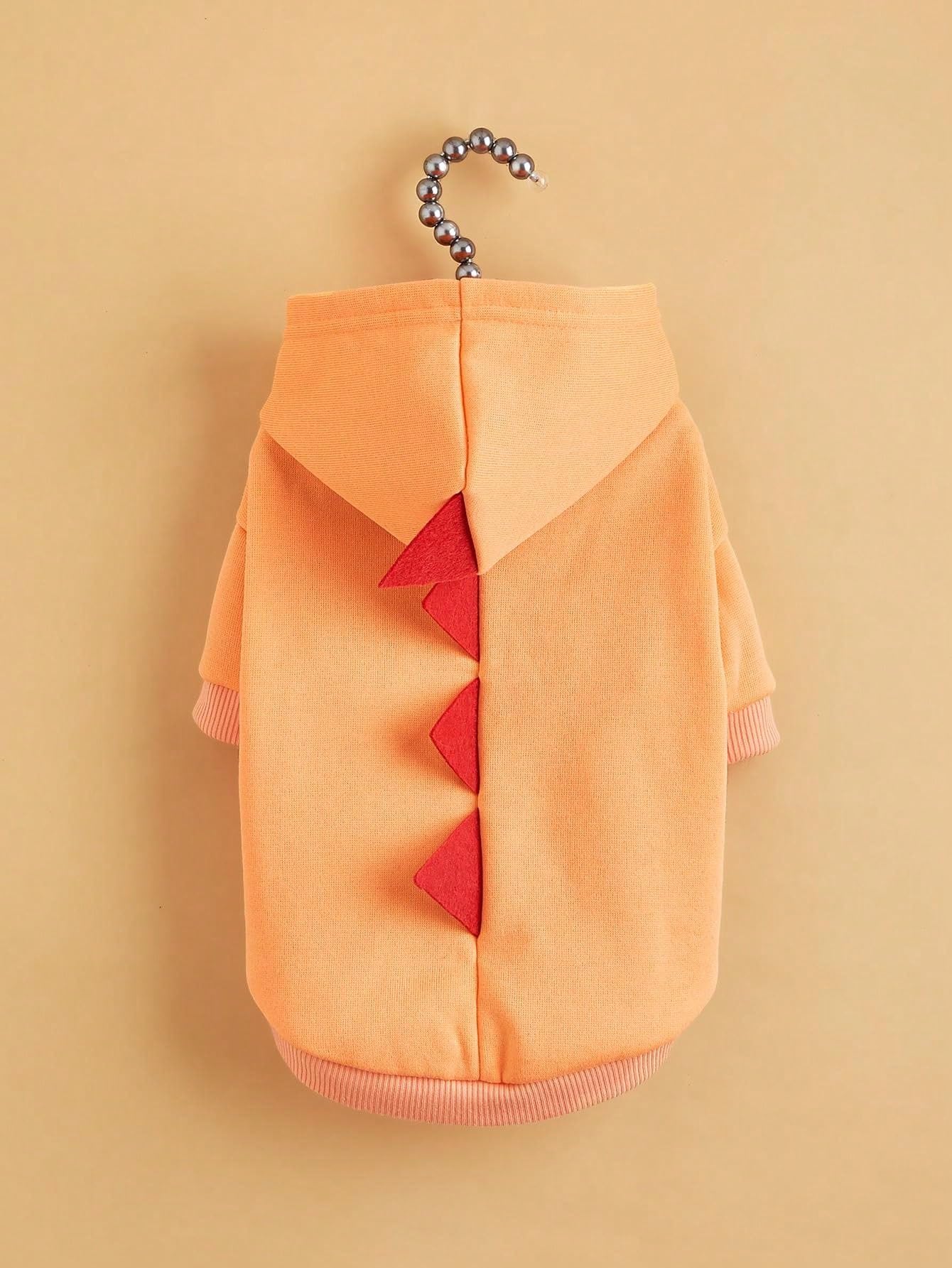 Qwinee Dinosaur Dog Hoodie Dog Warm Jacket Christmas Halloween Dog Costume Dog Clothes For Puppy Kitten Small Medium Dogs Cats Solid Orange Xxs