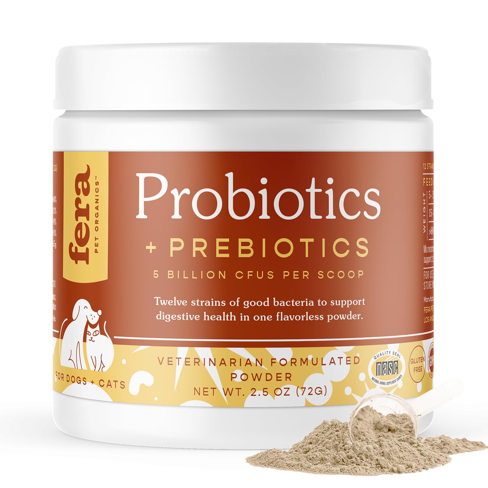 Fera Pet Organics -Probiotics for Dogs and Cats - USDA Organic Certified - Advanced Max-Strength Vet Formulated - All Natural Pr