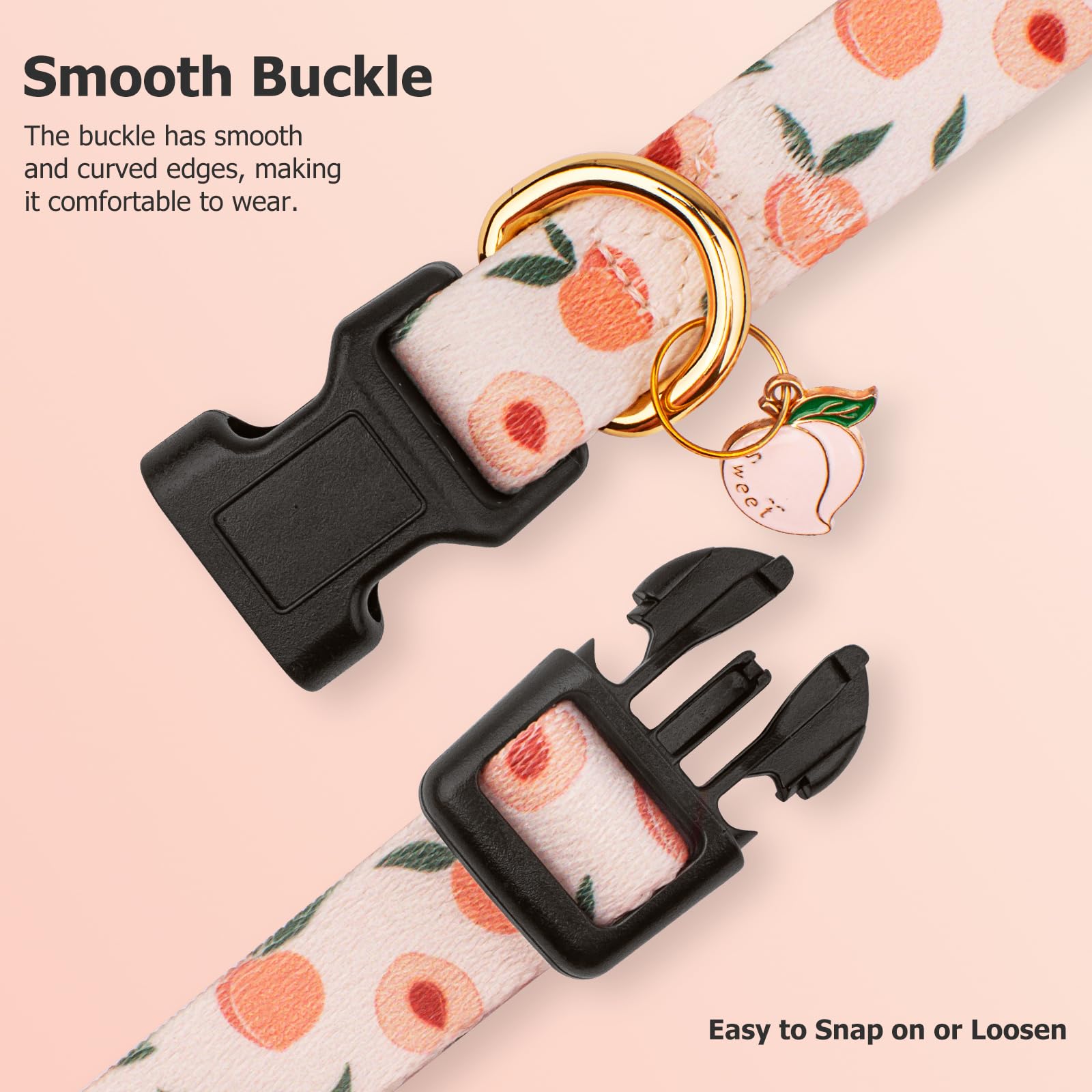 Handmade Dog Collar for Small Medium Large Dogs,White Peach with Pendant Fall and Winter Fashions Dog Collar,Ideal for Girl Dogs