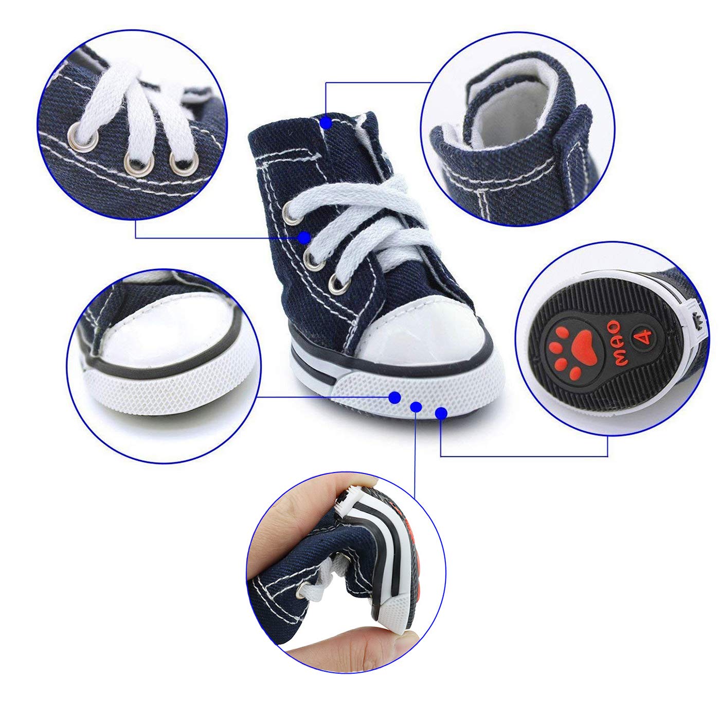Abcgoodefg Pet Dog Puppy Nonslip Canvas Sport Shoes Sneaker Boots Rubber Sole