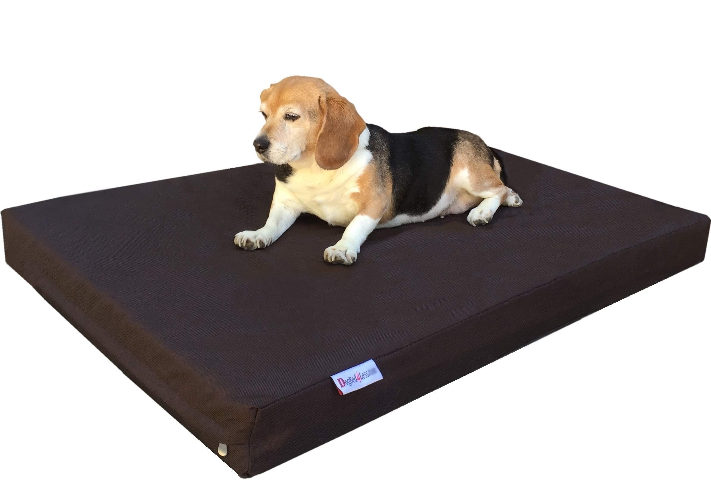 Dogbed4Less Medium Large Orthopedic Dog Bed With Memory Foam For Pet, Waterproof Liner With Strong Ballistic Nylon Brown Externa