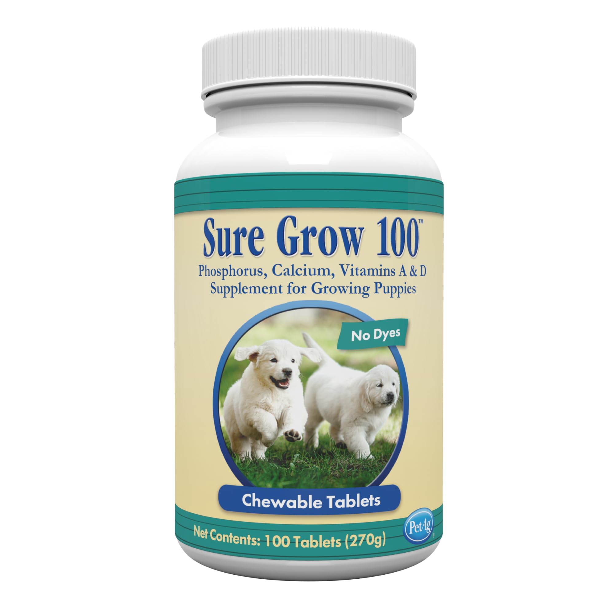 PetAg Sure Grow 100  Promotes Optimal Bone Development in Puppies Eight Weeks and Older  with Calcium, Phosphorus, and Vitamin
