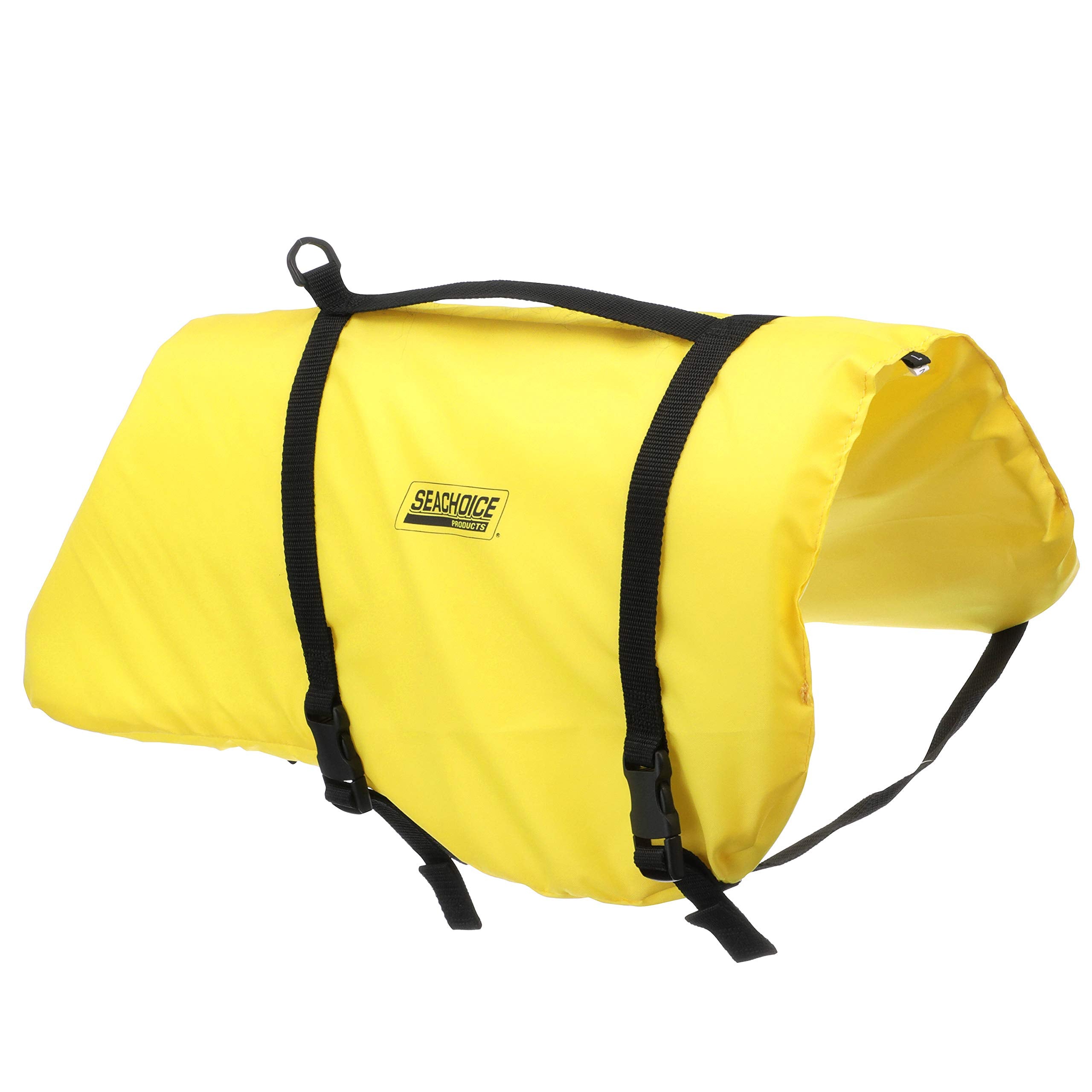 Seachoice Dog Life Vest, Adjustable Life Jacket For Dogs, W/Grab Handle, Yellow, Size Large, 50-90 Lbs.