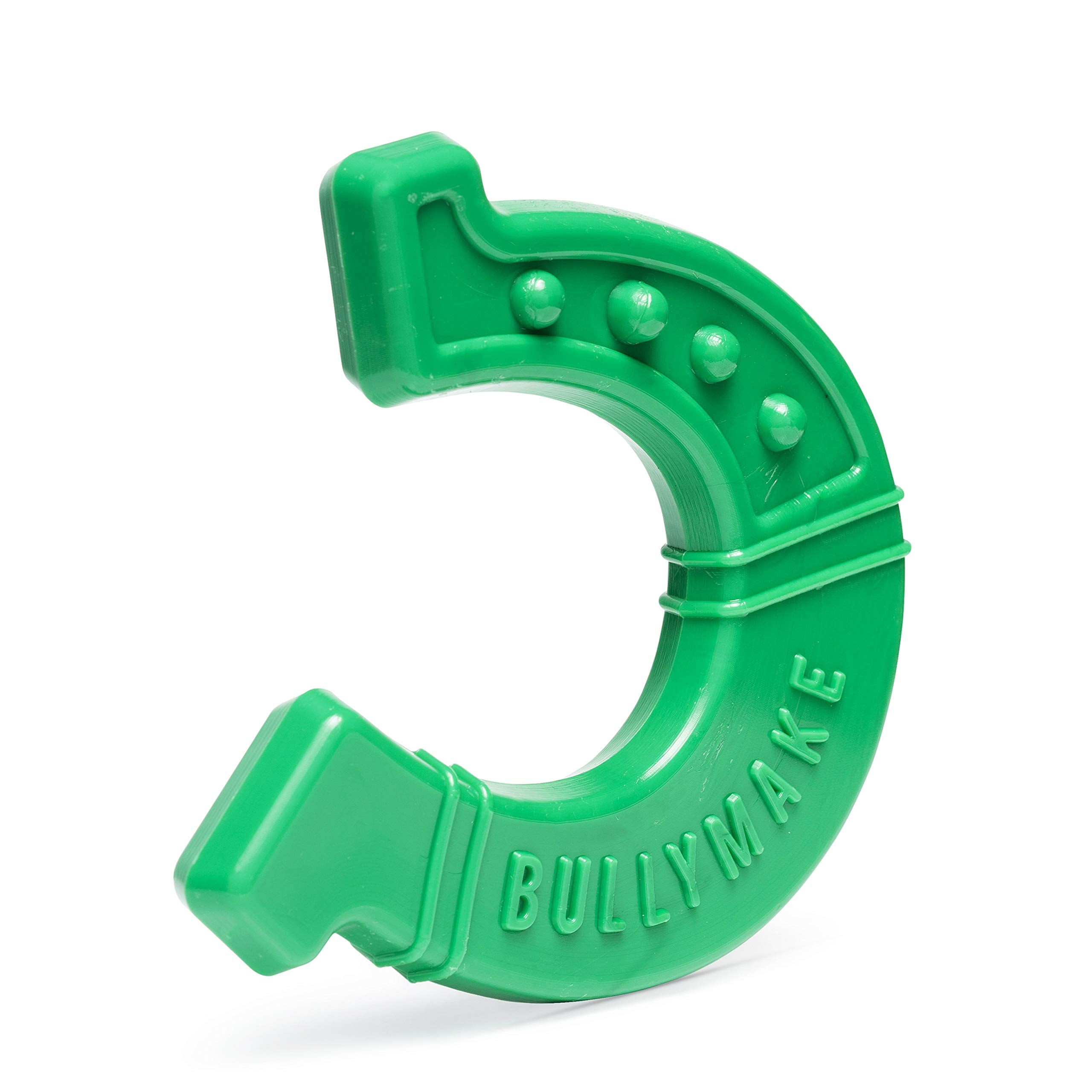 BULLYMAKE Horseshoe Nylon Dog Toy for Tough Chewers - Durable, Green, Made in USA