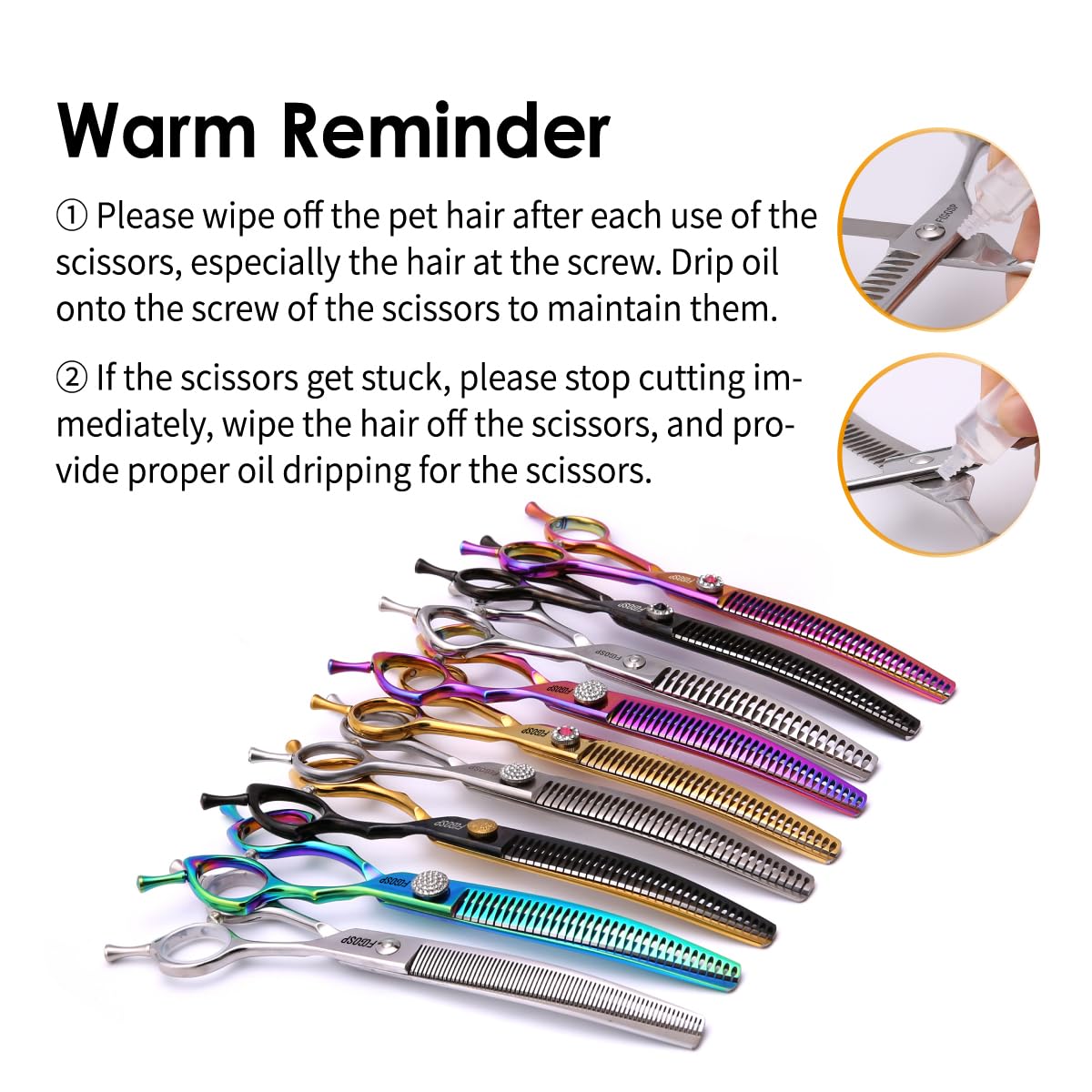 Fogosp Curved Thinning Shears For Dogs 7.5'' Professional Blender Thinning Shears For Medium Large Dog 35% Thinning Rate (7.5 In, V Type Blender)