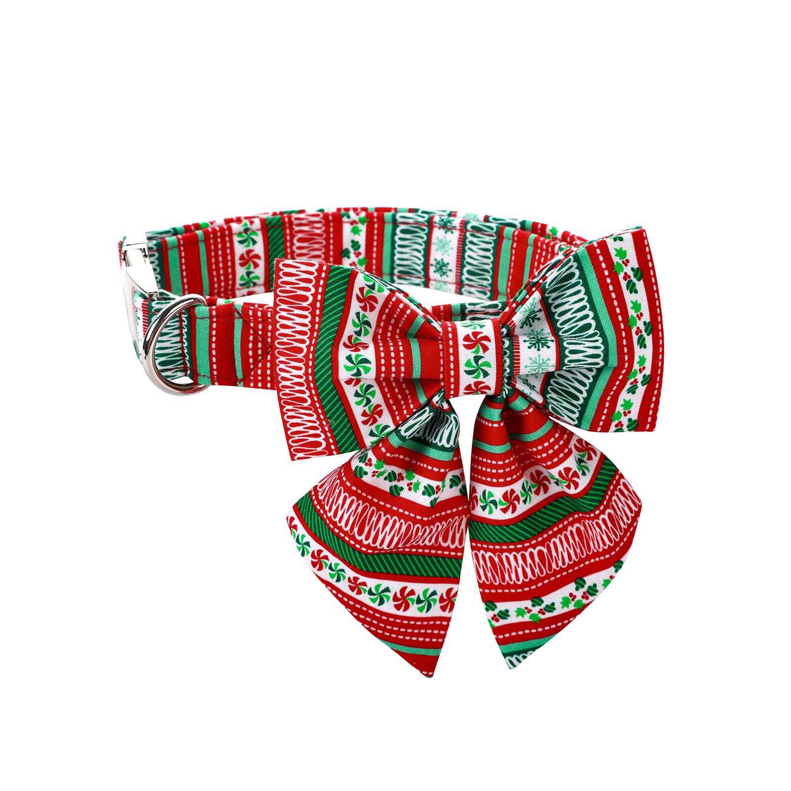 Mr. Chubbyface Christmas Plaid Dog Collar For Boy Girl Dogs Adjustable Red Green Dog Collar Sailor Bow Tie For Small Medium Larg