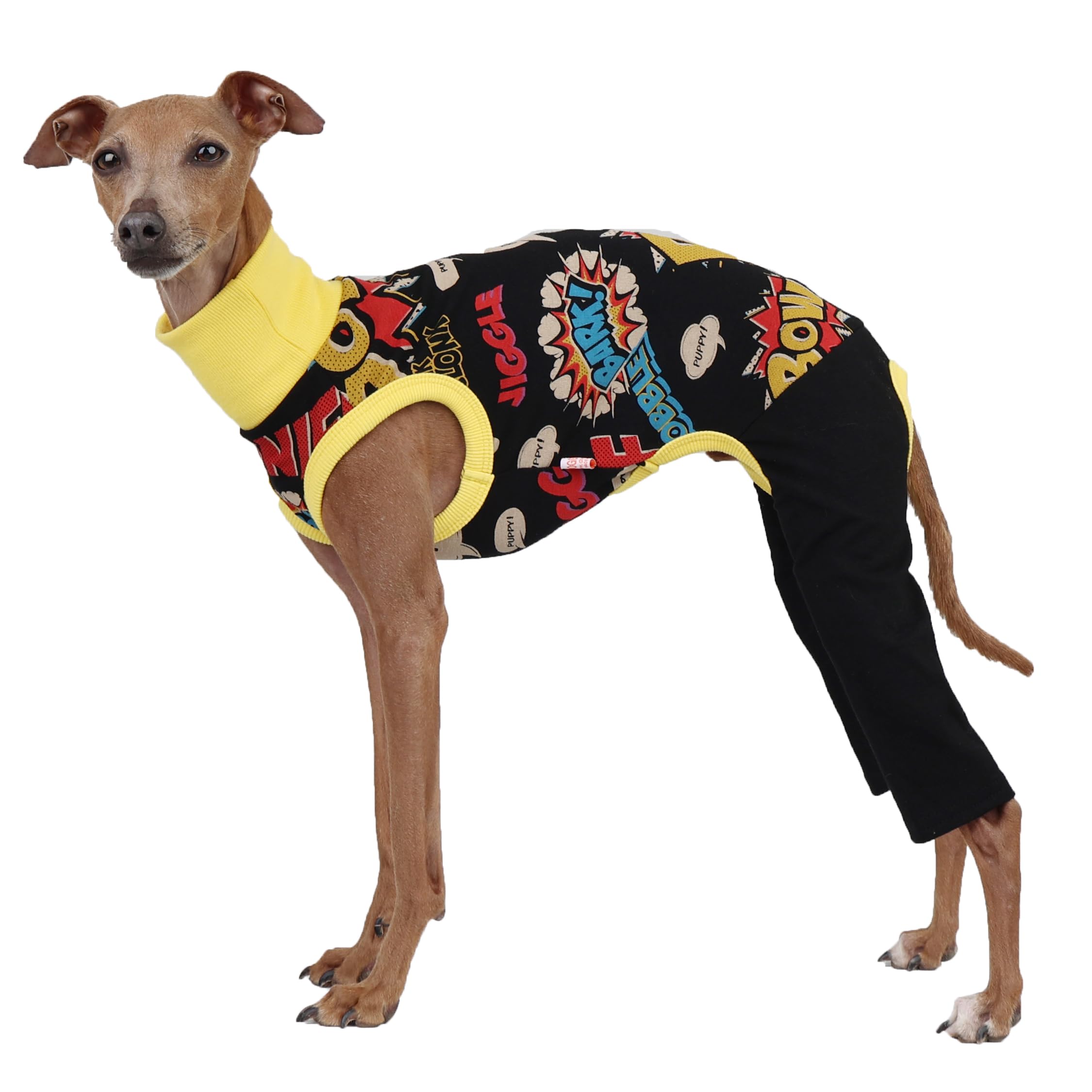 D Doggy Star Italian Greyhound Clothes Stretchable Bow Sleeveless Onesie Whippet For Dog (S,Onesie Bow Black)