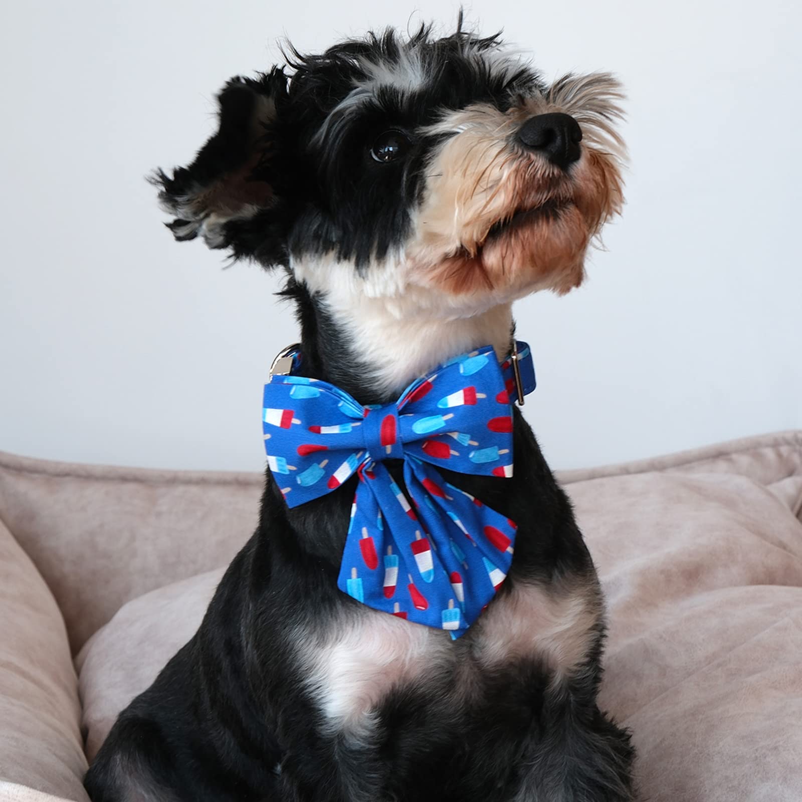 Lionet Paws Patriotic Dog And Cat Collar With Sailor Bow, 4Th Of July, Soft And Comfortable Adjustable Summer Popsicle Collar Fo