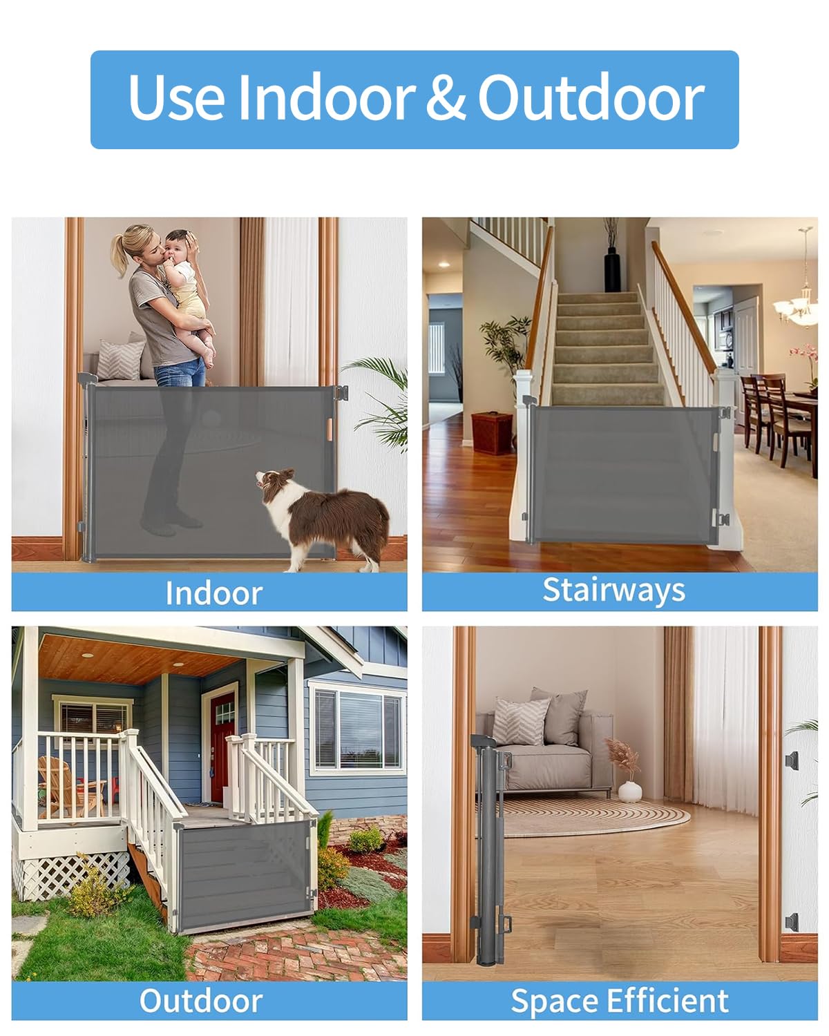 Veraste Retractable Baby Gate,Mesh Baby Gate Or Mesh Dog Gate,33' Tall,Extends Up To 71' Wide,Child Safety Gate For Doorways,Stairs,Hallways,Indoor/Outdoor(Grey,33'X71')