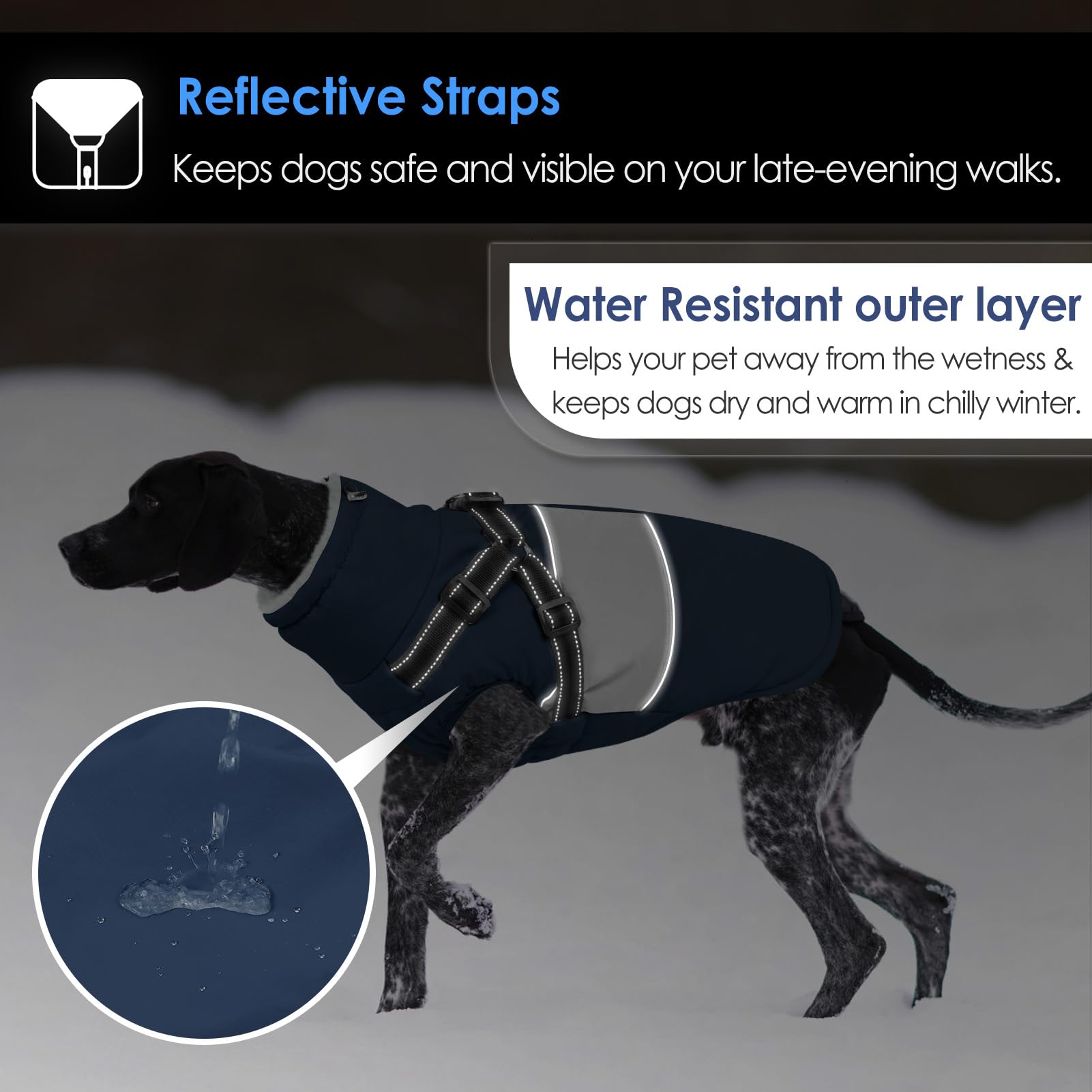 Aofitee Dog Jacket - Waterproof Winter Coat With Harness, Warm Fleece Snow Jacket, Reflective Windproof Sweater For Cold Weather