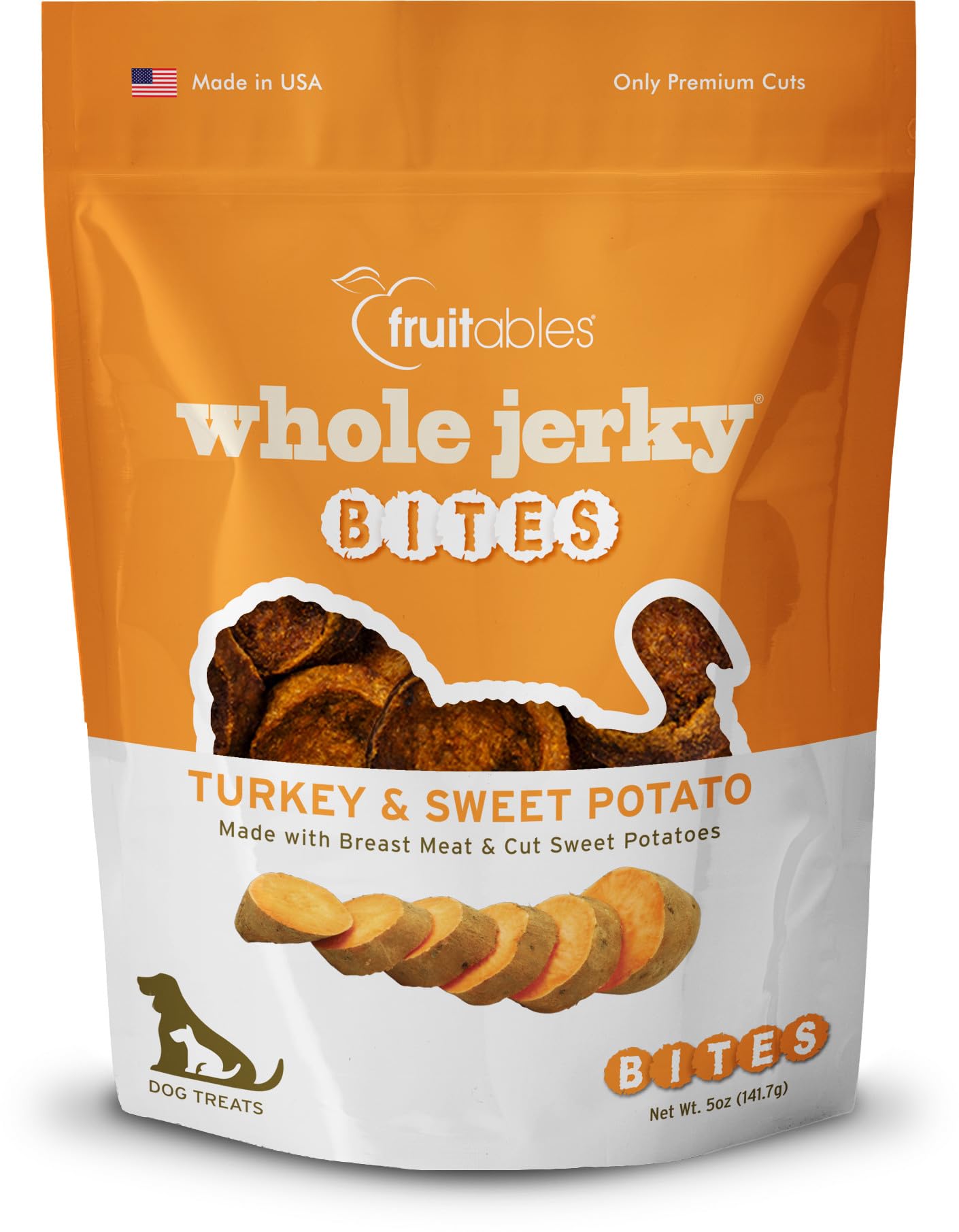 Fruitables Small Dog Treats - Whole Jerky Bites - Healthy Treats - Turkey & Sweet Potato Flavor - 5 Ounces