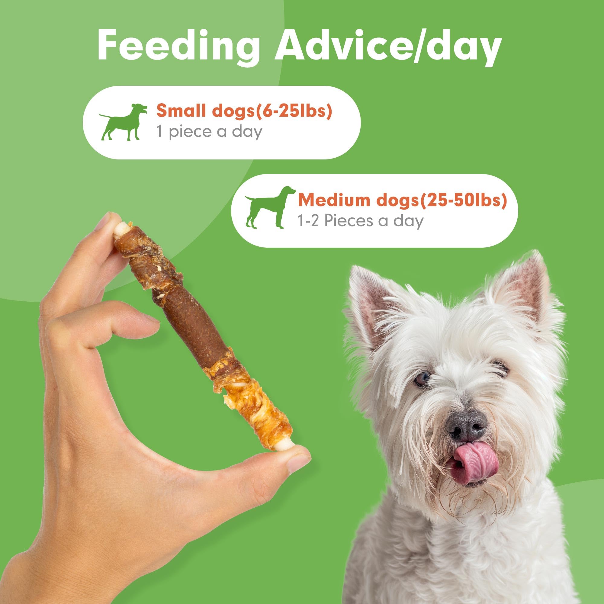 MON2SUN Dog Treats, Triple Flavor 5 Inch Chicken Liver Duck and Chicken Wrapped Rawhide Snacks for Small and Medium Dogs, 21.16