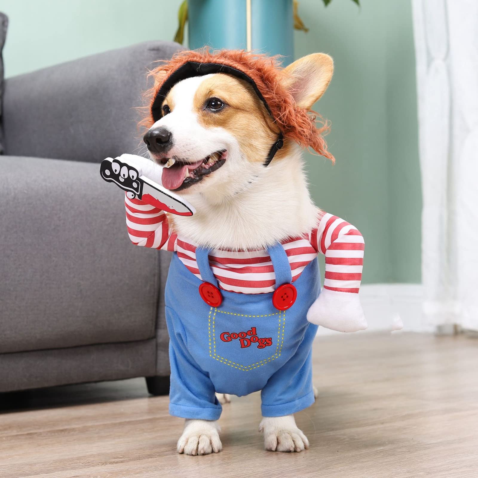 Pet Deadly Dog Costume, Cute Dog Cosplay Halloween Christmas Funny Costume Dog Clothes Party Costume For Small Medium And Large Dogs (Large)