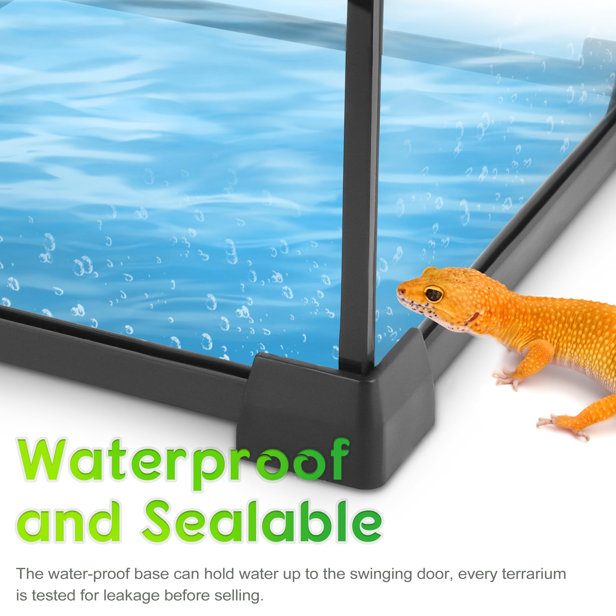 Neptonion Mini Reptile Glass Terrarium 12X12X12 Durable Reptile Habitat Tank With Heat Resistant Aluminum Alloy Frame, Dou