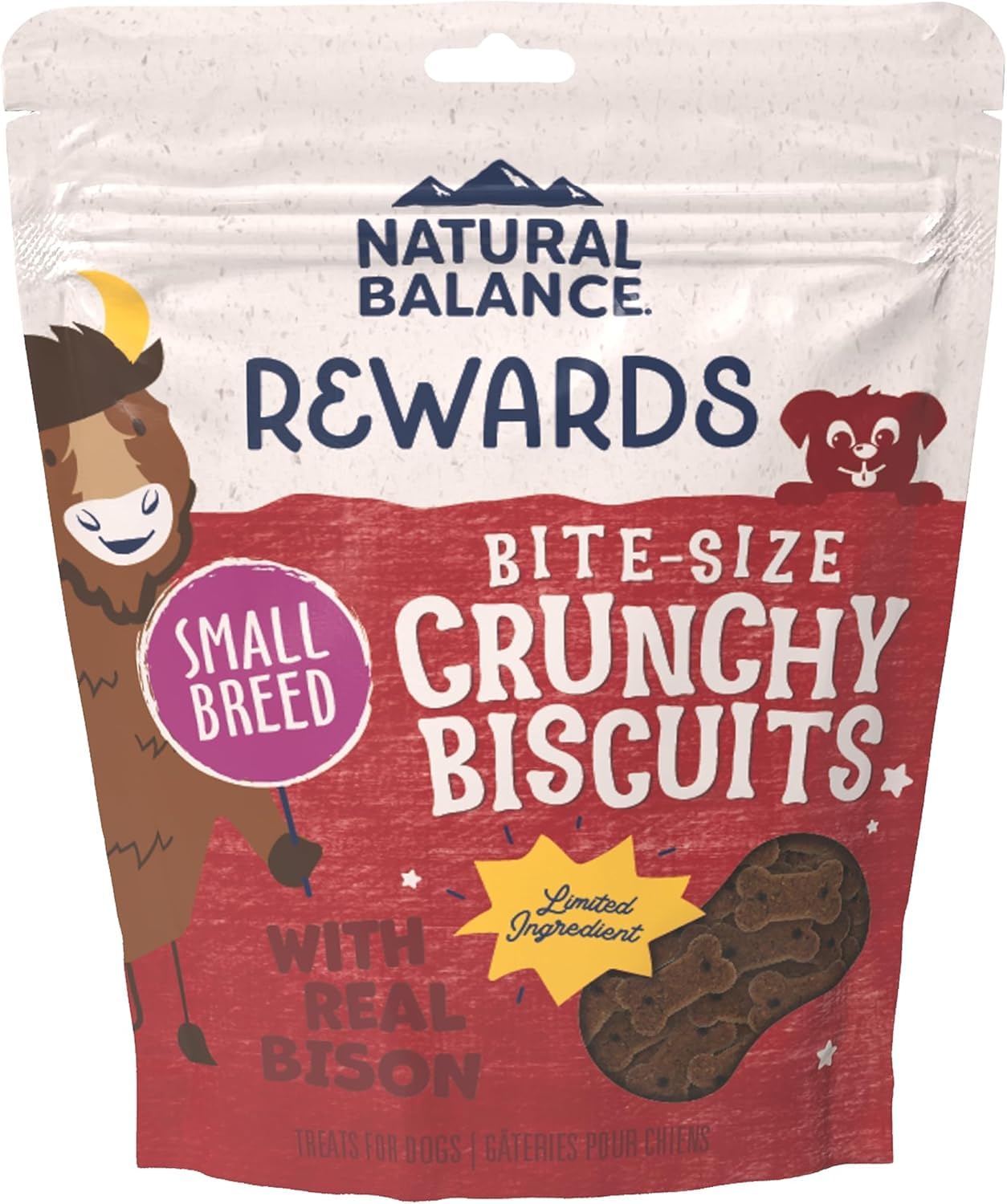Natural Balance Limited Ingredient Rewards Crunchy Biscuits, Bite-Size Grain-Free Dog Treats for Small-Breed Adult Dogs, Made wi