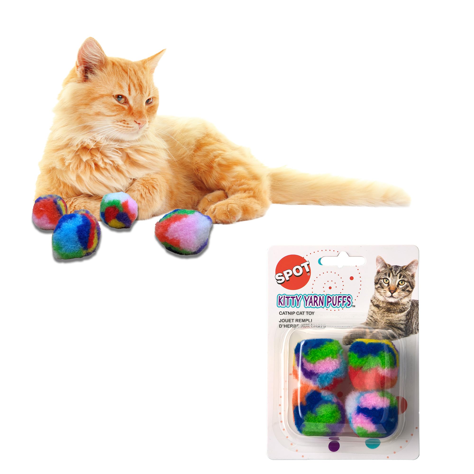 Ethical Kitty Yarn Puffs Cat Toys, 4 Small Balls