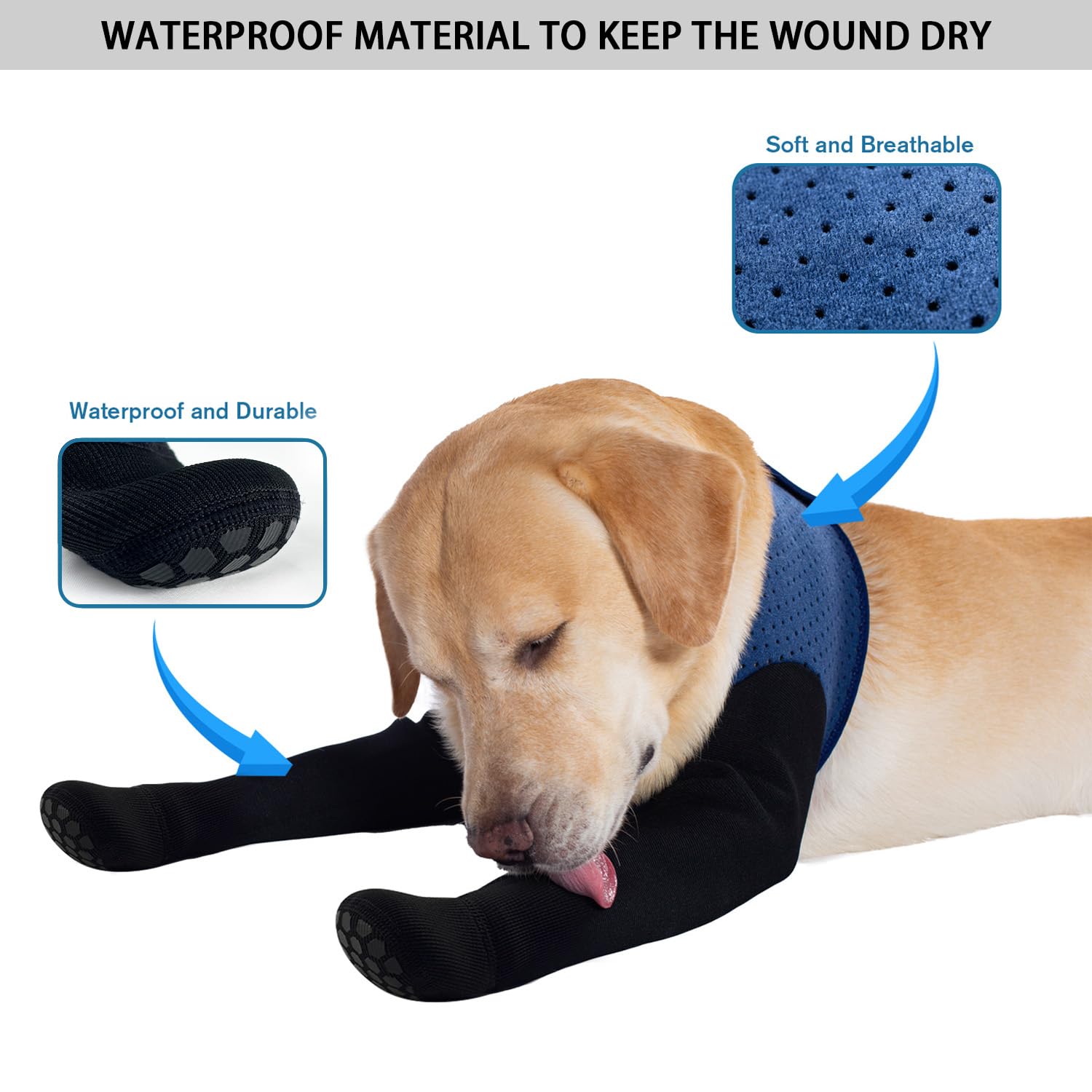 COODEO Dog Socks to Prevent Licking Paws, Dog Healing Bootss & Paw Protectors with Non-Slip Bottoms to Protect Wounds, Waterproo