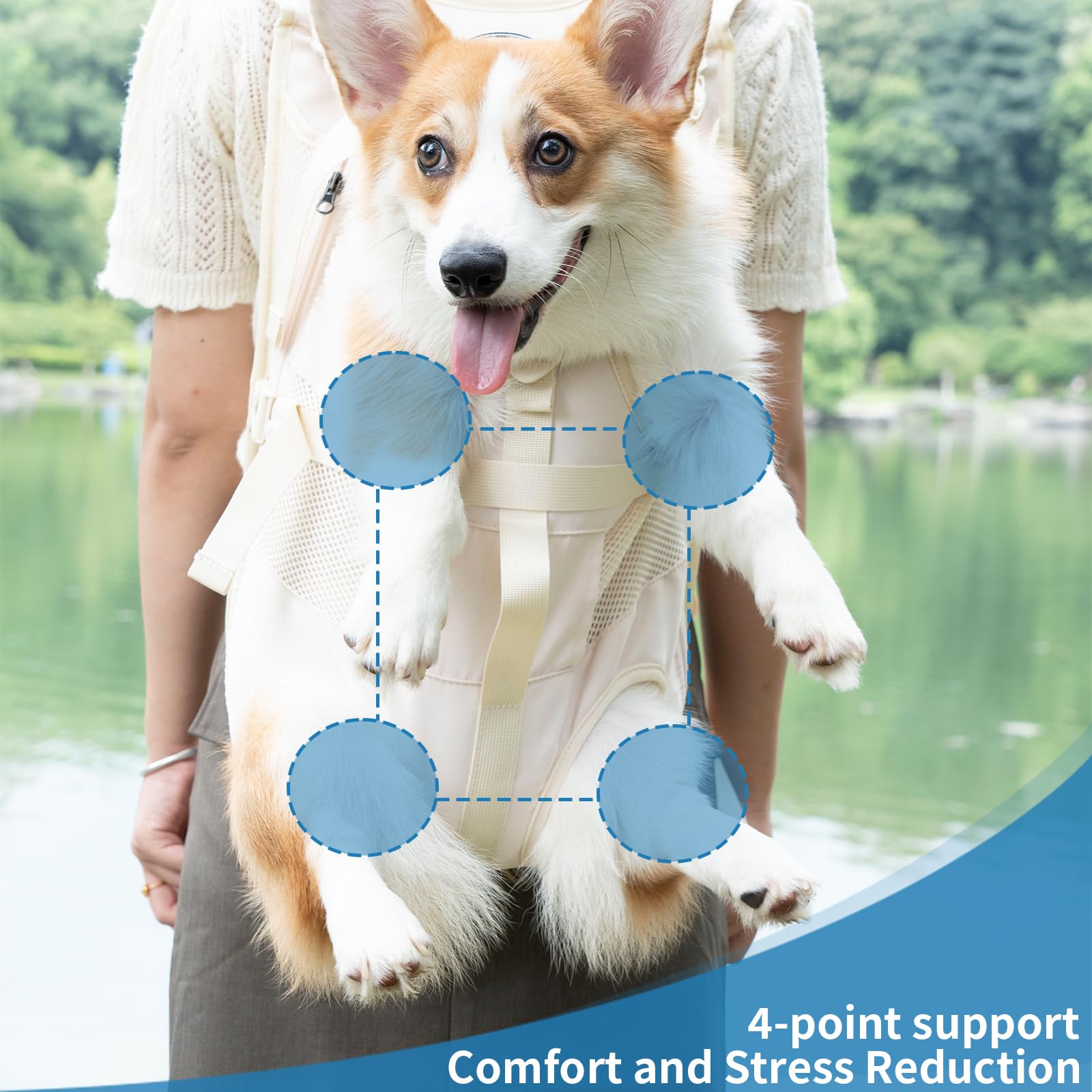 Wakytu Dog Front Carrier Backpacks for Small Dogs, Legs Out Pet Carrier Sling Backpack with Adjustable Padded Ventilated Shoulde