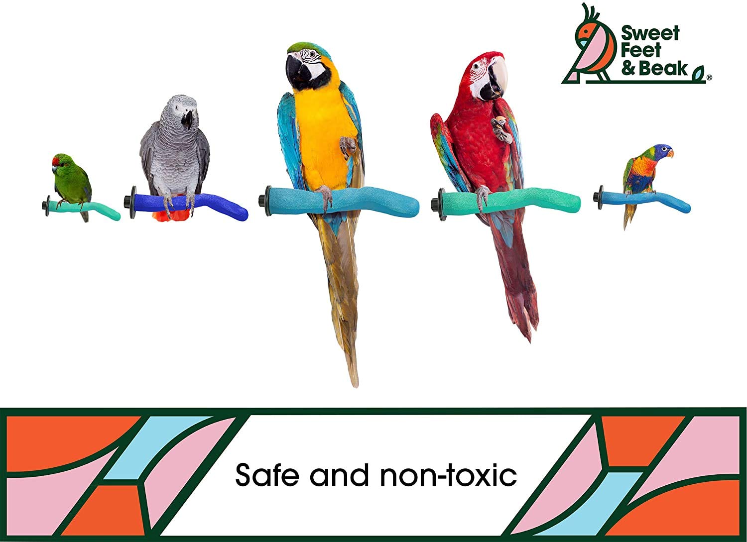 Sweet Feet And Beak Brid Cage Safety Pumice Perch - Trims Nails And Beak - Promotes Healthy Nails And Beaks - Safe Non-Toxic Bir